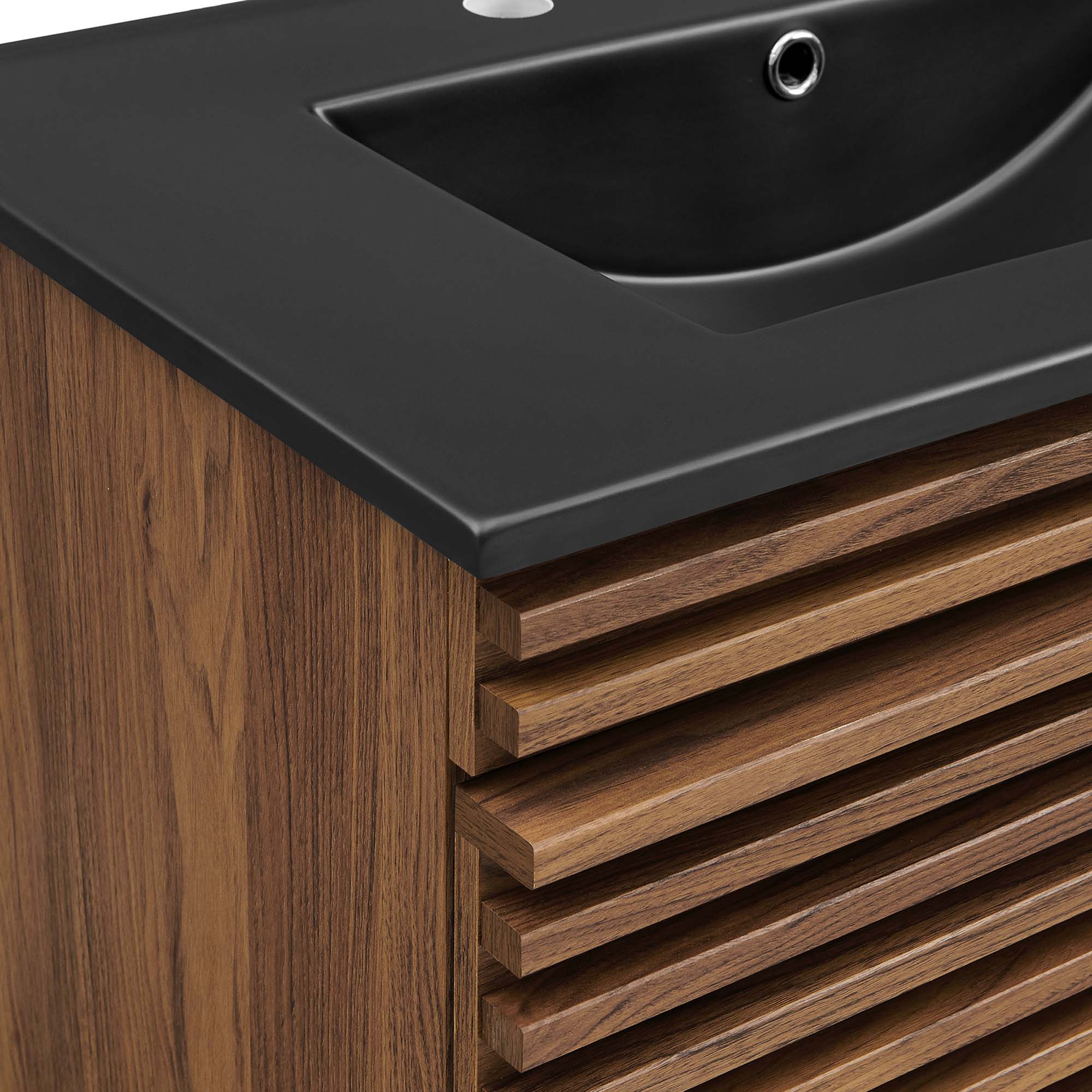 Render 30" Wall-Mount Bathroom Vanity, Walnut Black