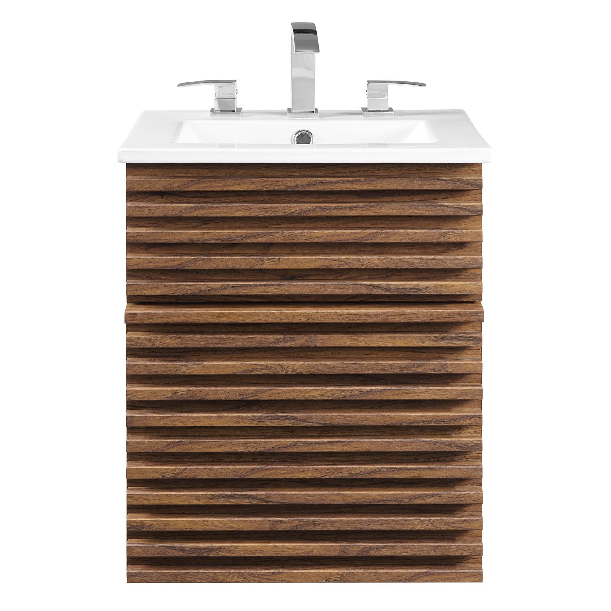 Render 18" Wall-Mount Bathroom Vanity, Walnut White