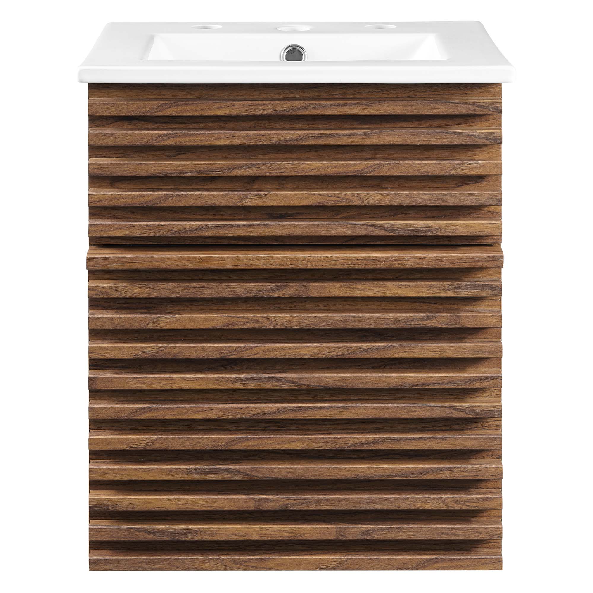 Render 18" Wall-Mount Bathroom Vanity, Walnut White