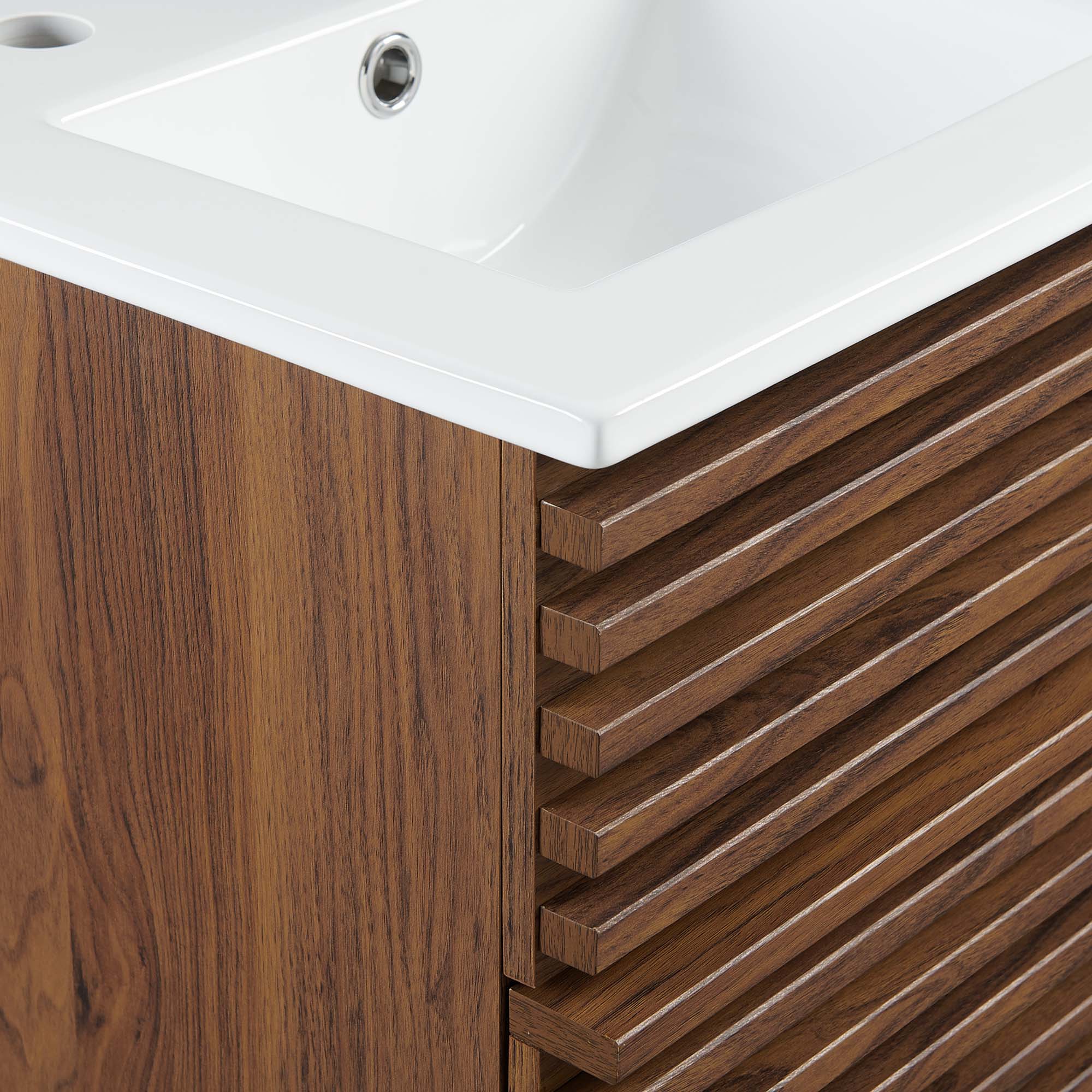 Render 18" Wall-Mount Bathroom Vanity, Walnut White