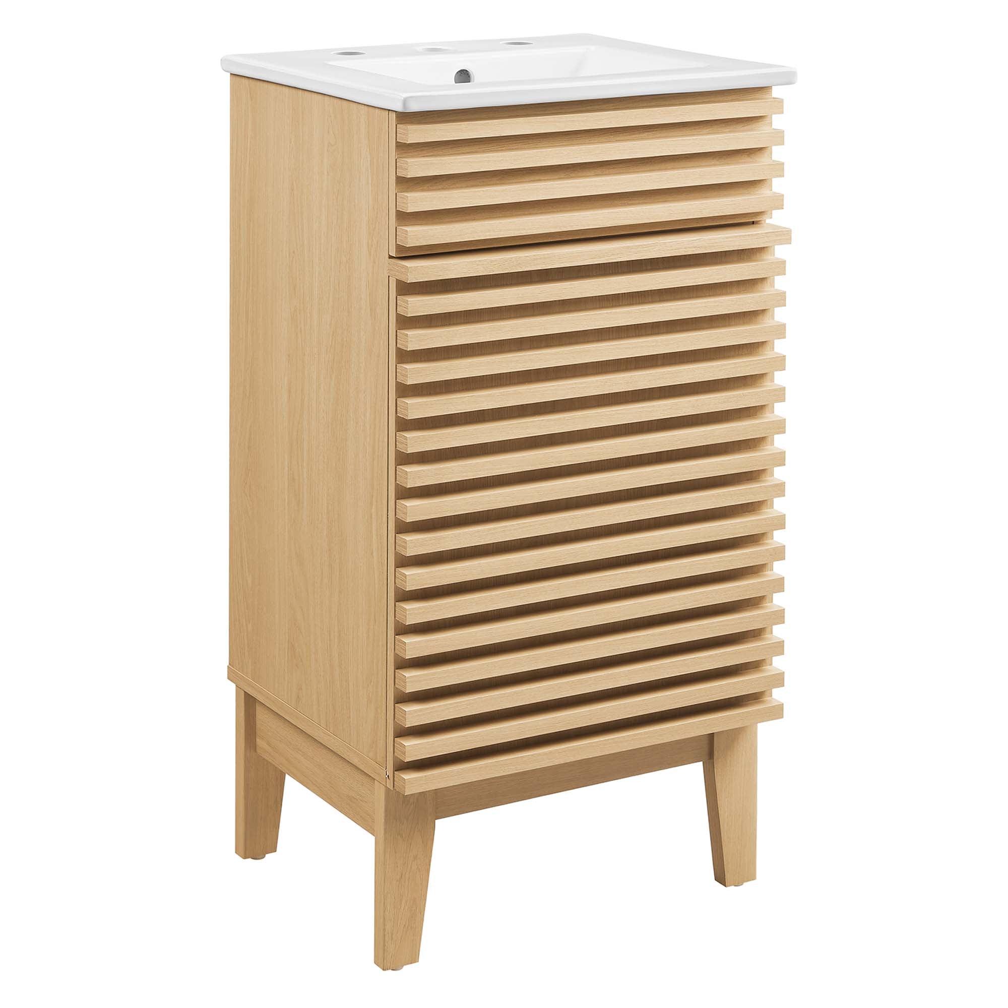 Render 18" Bathroom Vanity Cabinet, Oak White