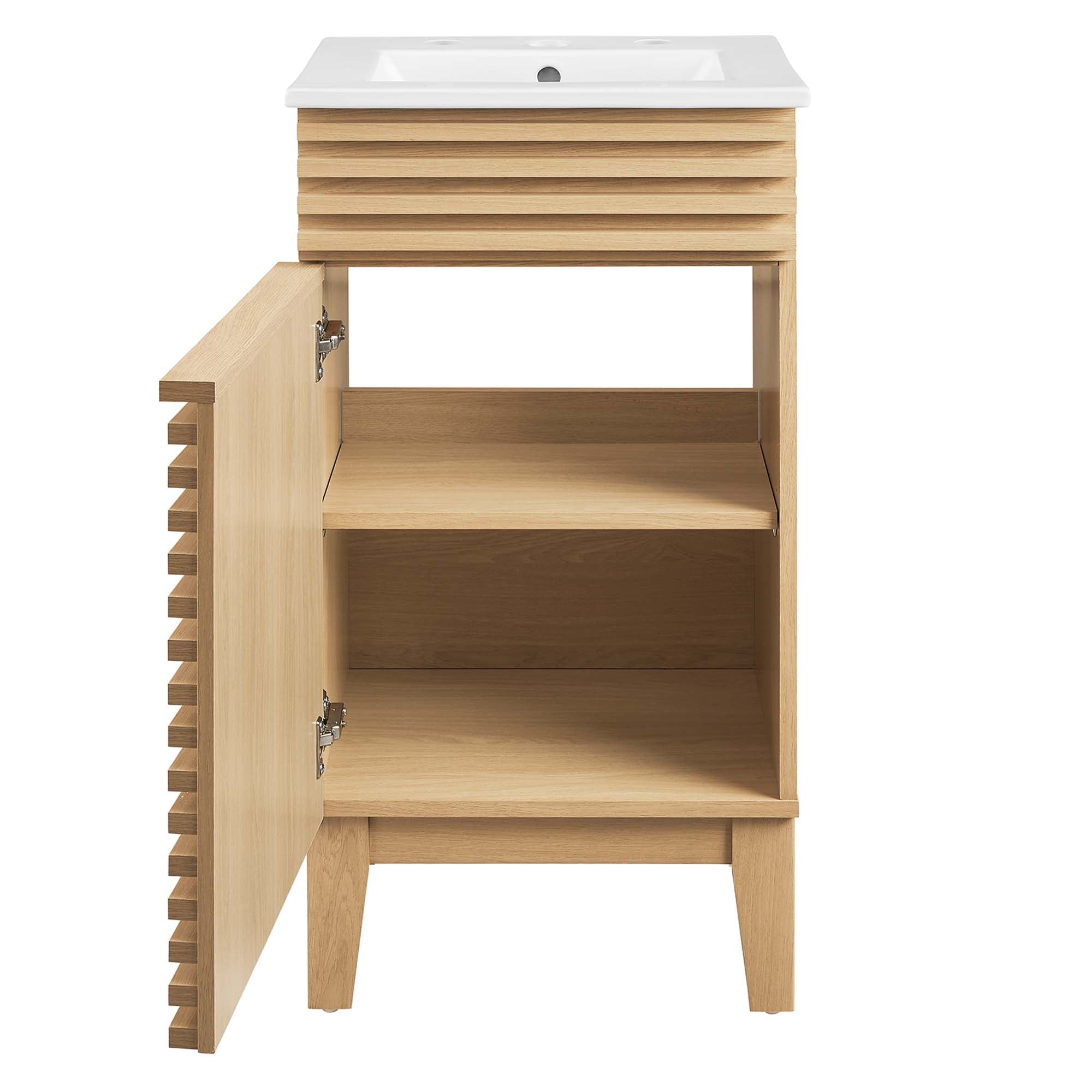 Render 18" Bathroom Vanity Cabinet, Oak White
