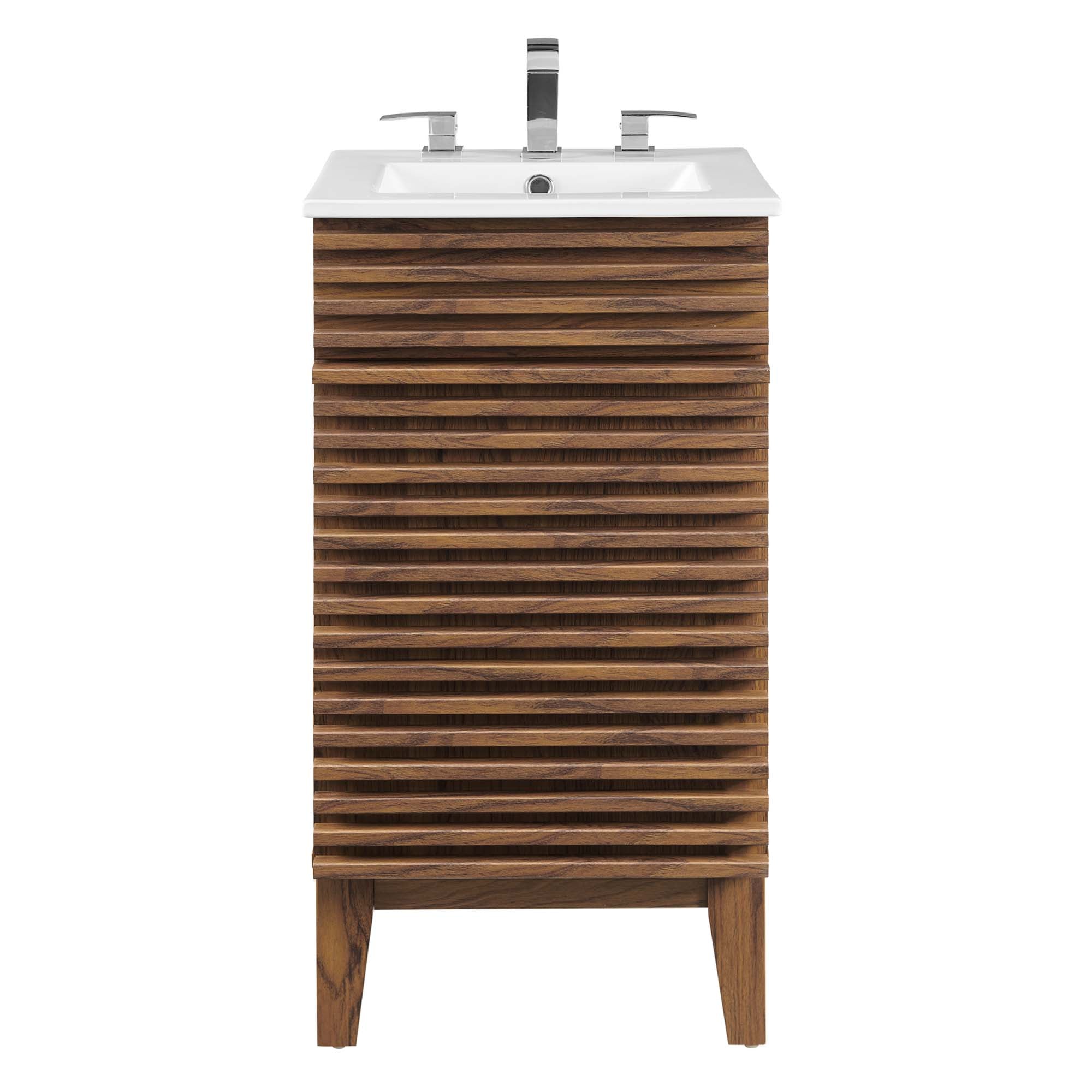 Render 18" Bathroom Vanity Cabinet, Walnut White