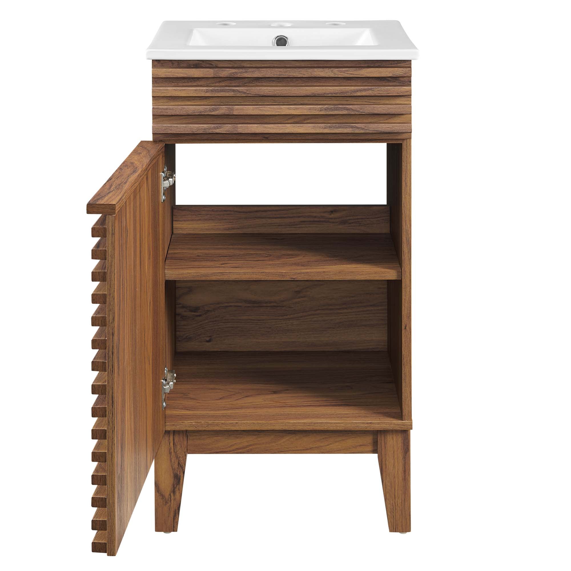 Render 18" Bathroom Vanity Cabinet, Walnut White