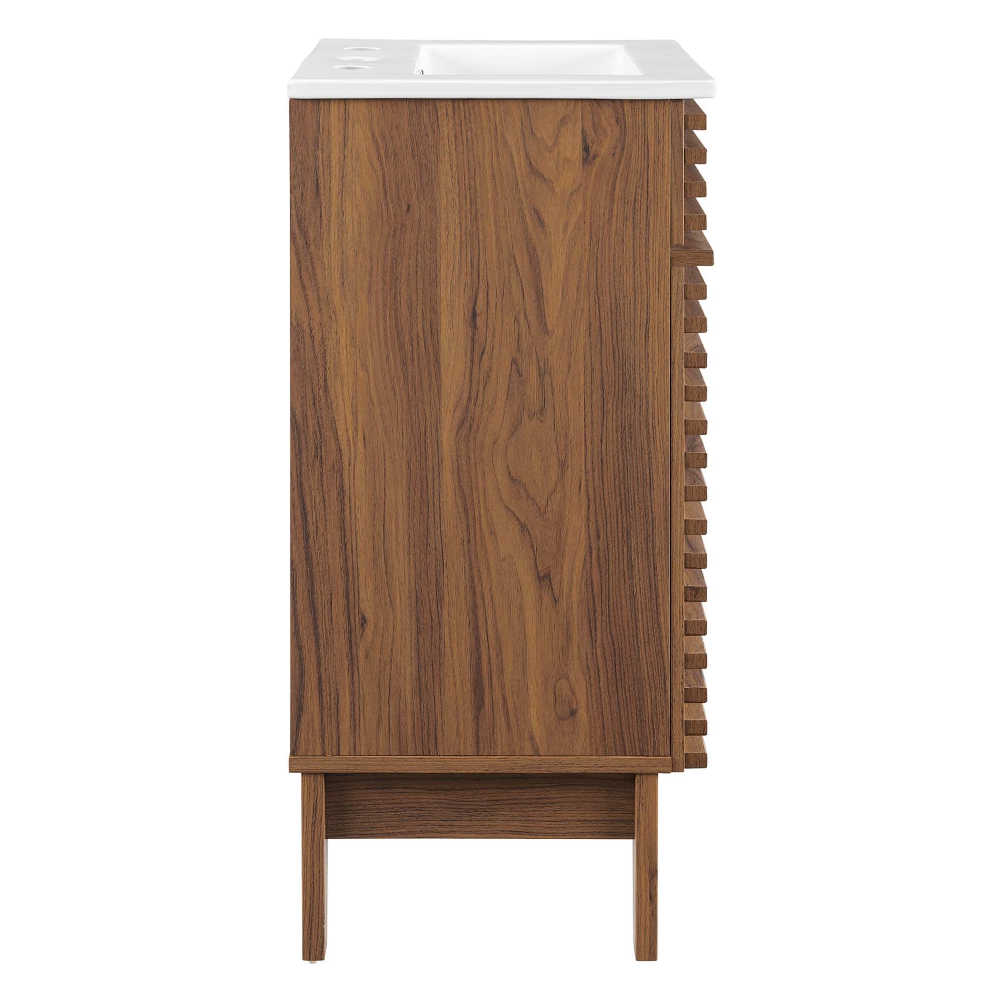 Render 18" Bathroom Vanity Cabinet, Walnut White
