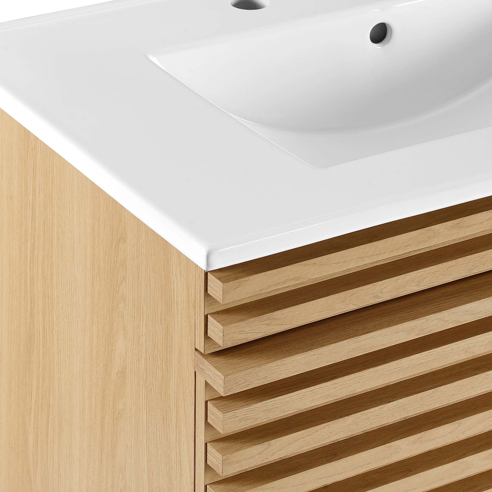 Render 30" Wall-Mount Bathroom Vanity, Oak White