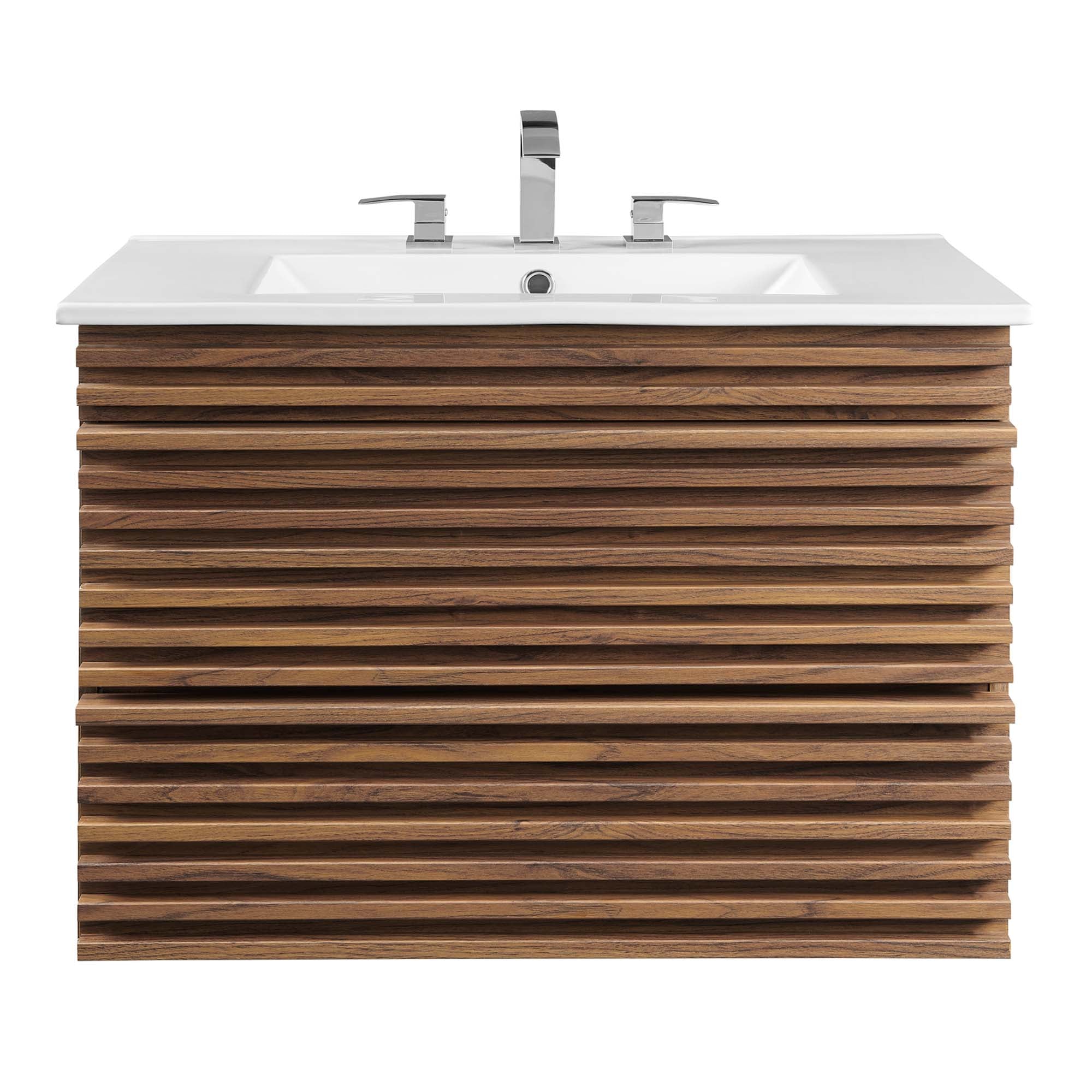 Render 30" Wall-Mount Bathroom Vanity, Walnut White