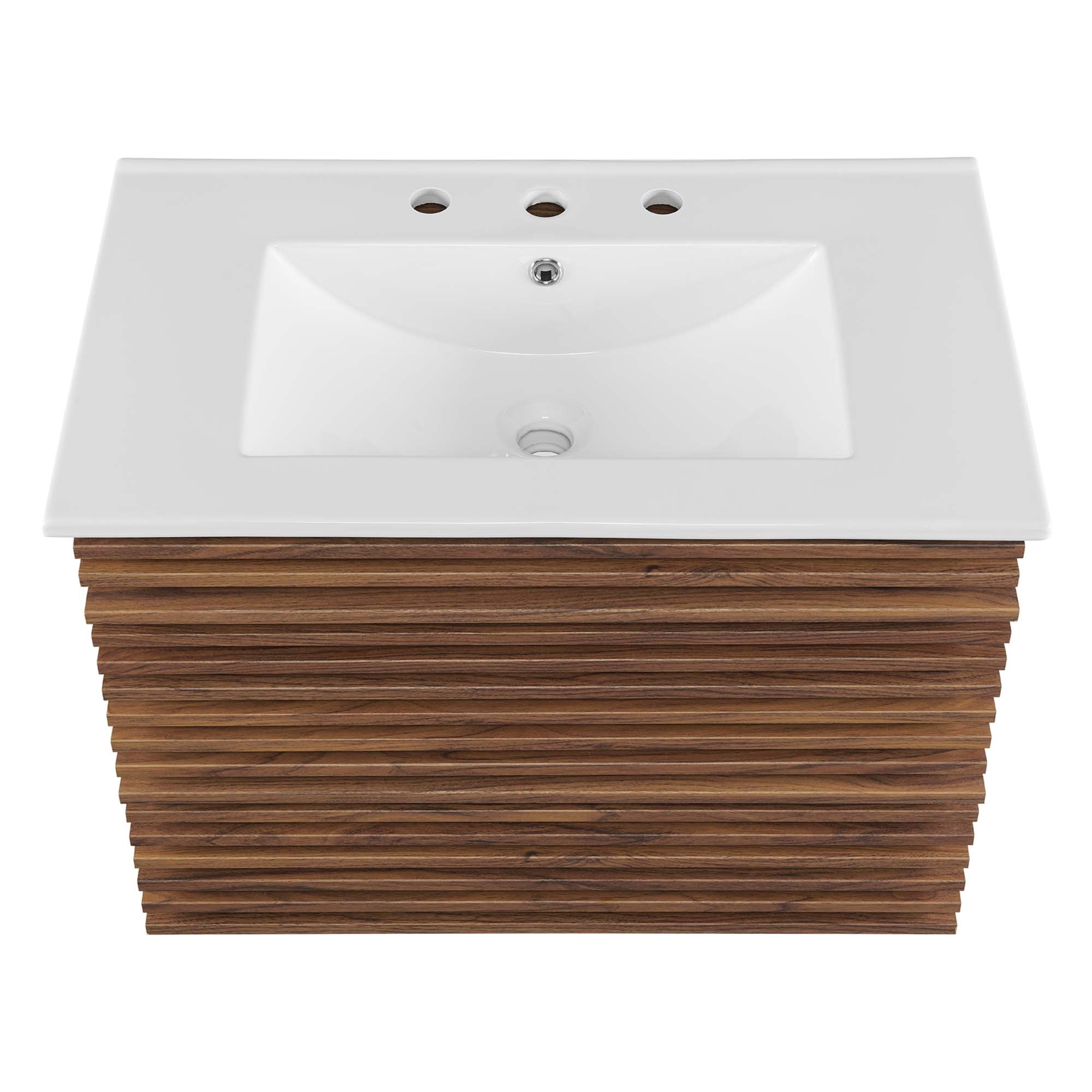 Render 30" Wall-Mount Bathroom Vanity, Walnut White