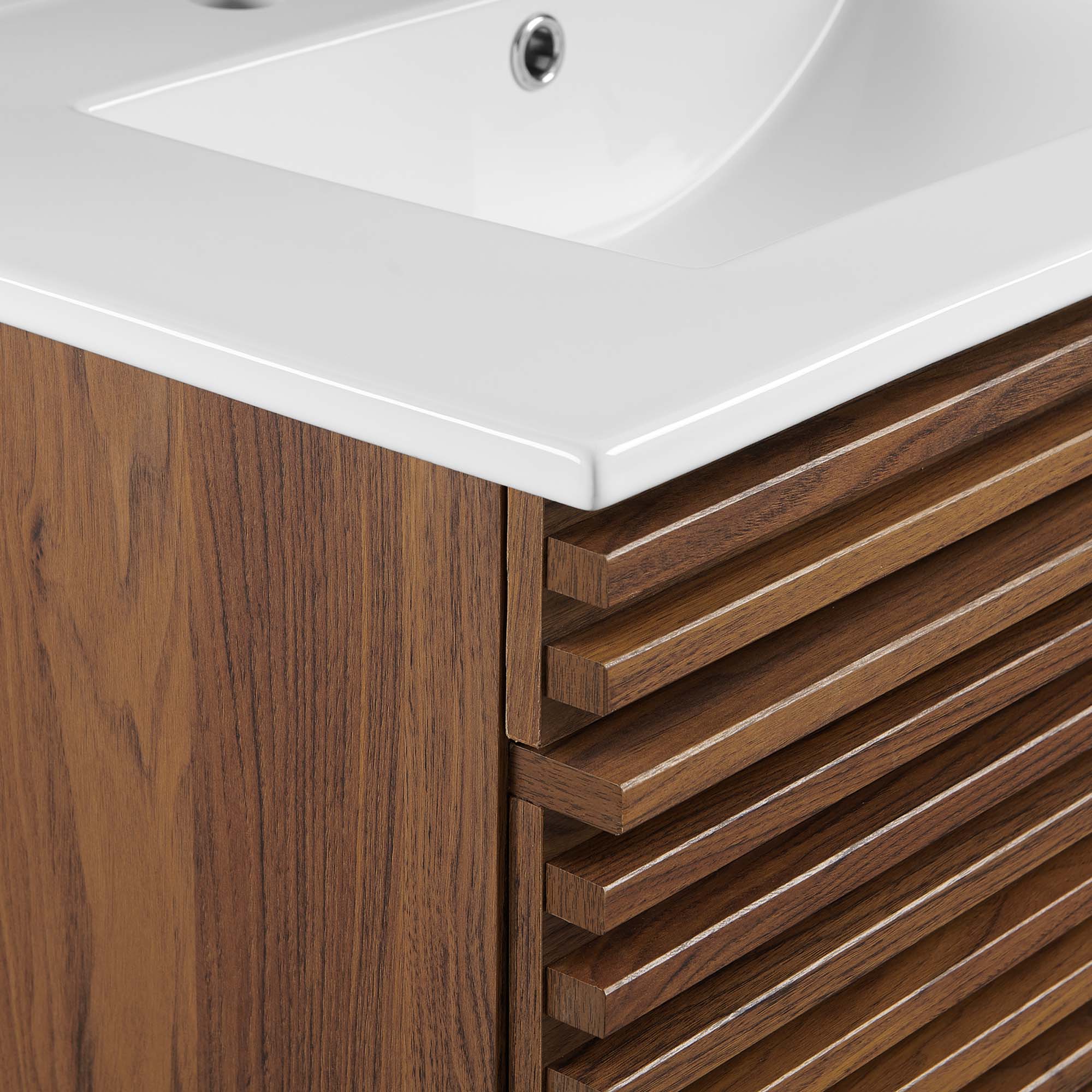 Render 30" Wall-Mount Bathroom Vanity, Walnut White