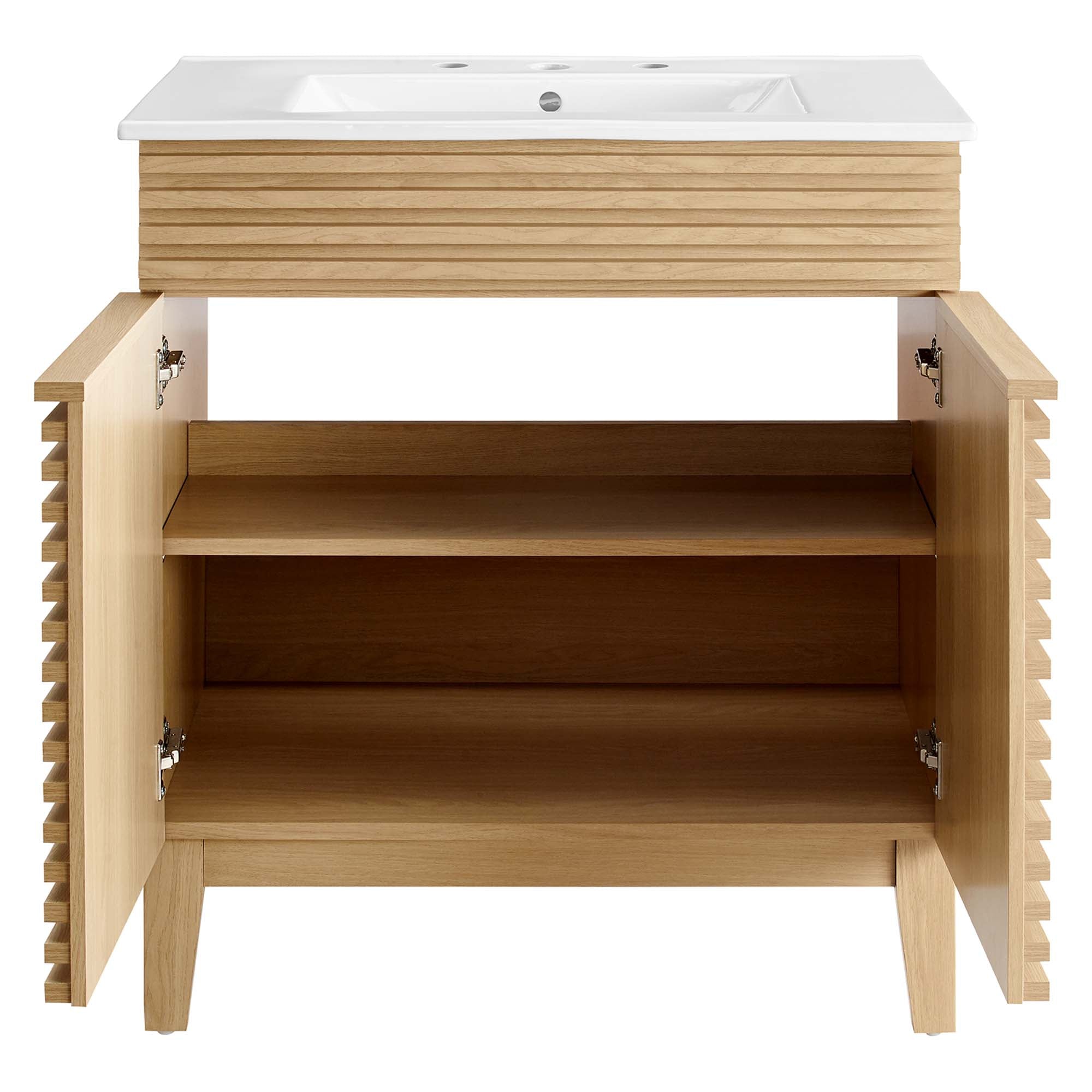 Render 30" Bathroom Vanity Cabinet, Oak White