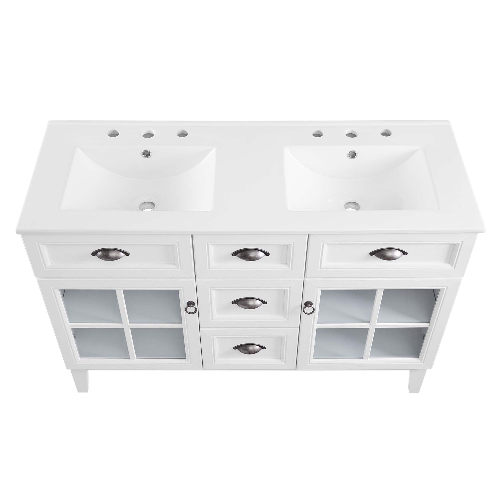 Isle 48" Double Bathroom Vanity Cabinet, White White