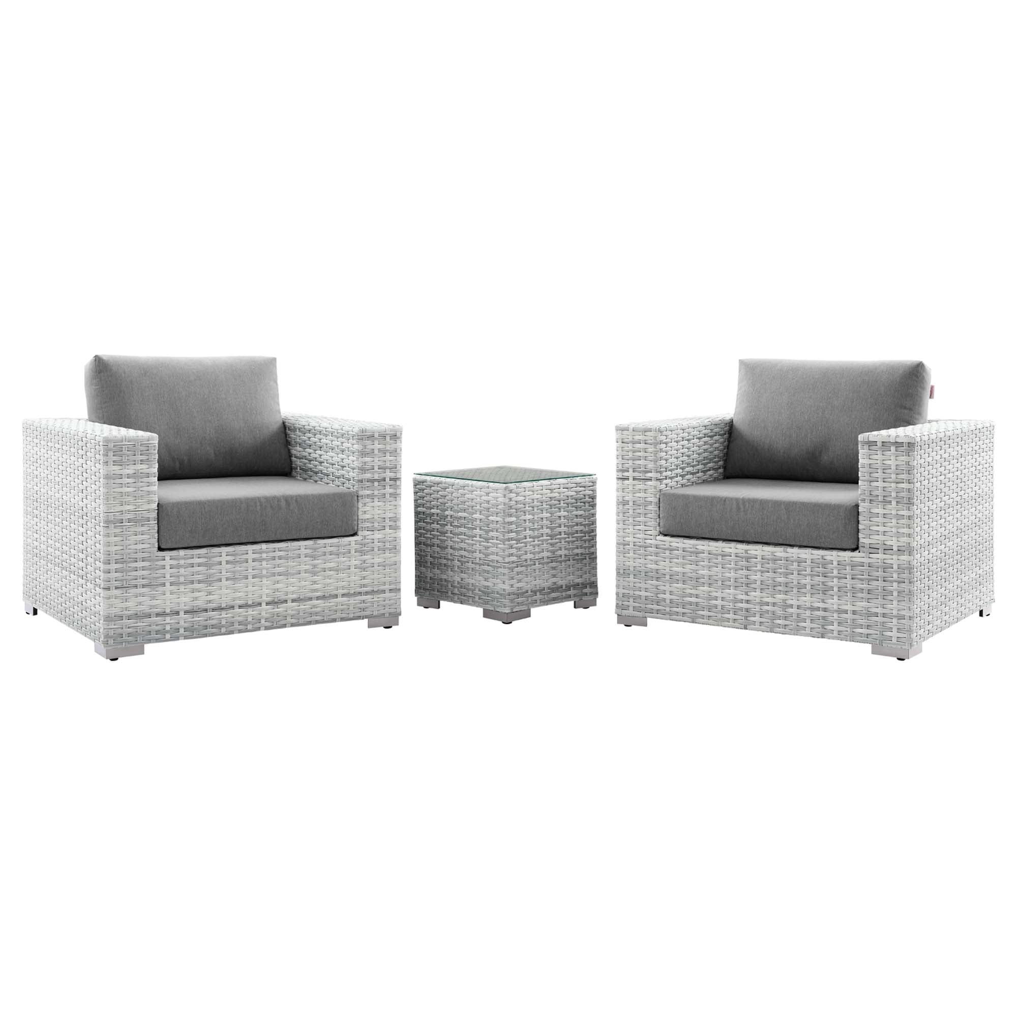 Convene 3-Piece Outdoor Patio Set, Light Gray Gray
