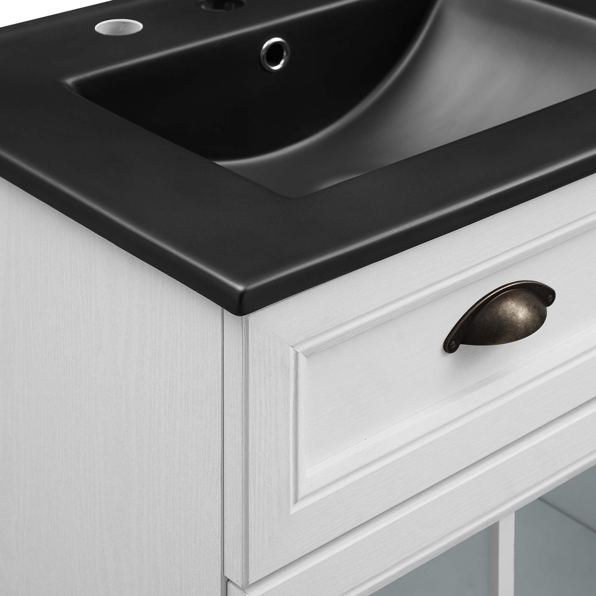 Isle 48" Double Bathroom Vanity Cabinet, White Black
