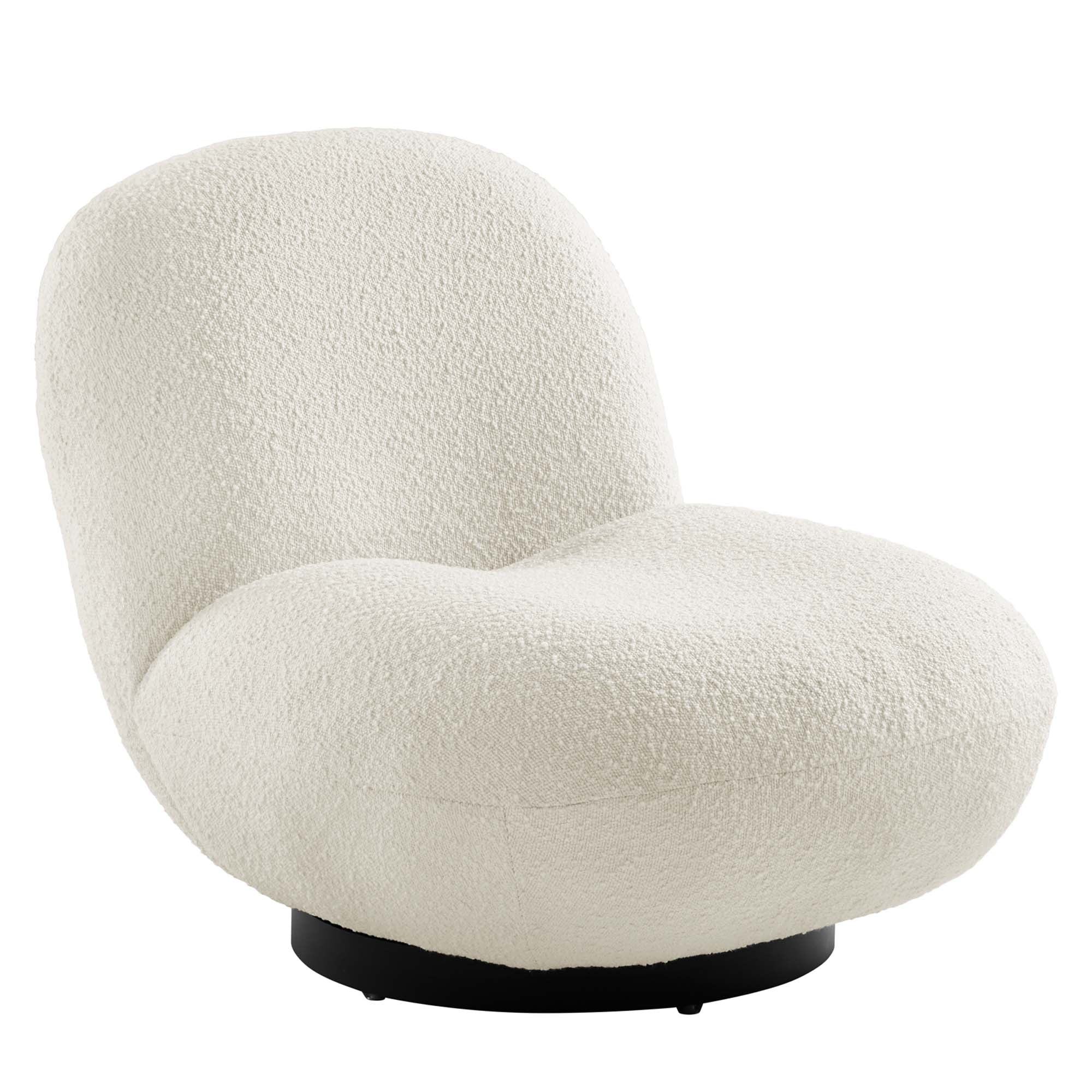 Kindred Boucle Upholstered Upholstered Fabric Swivel Chair, Black Ivory