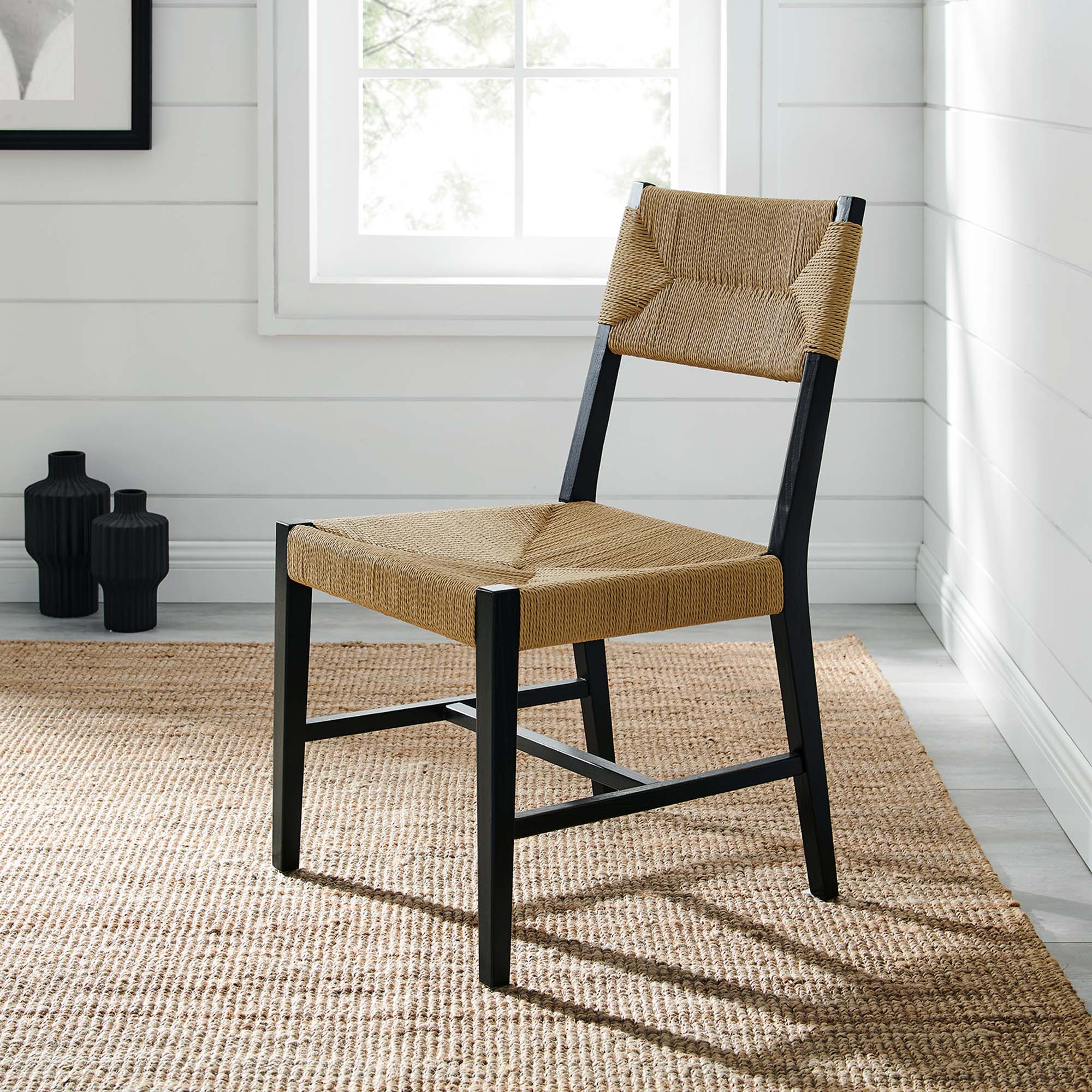 Bodie Wood Dining Chair, Black Natural