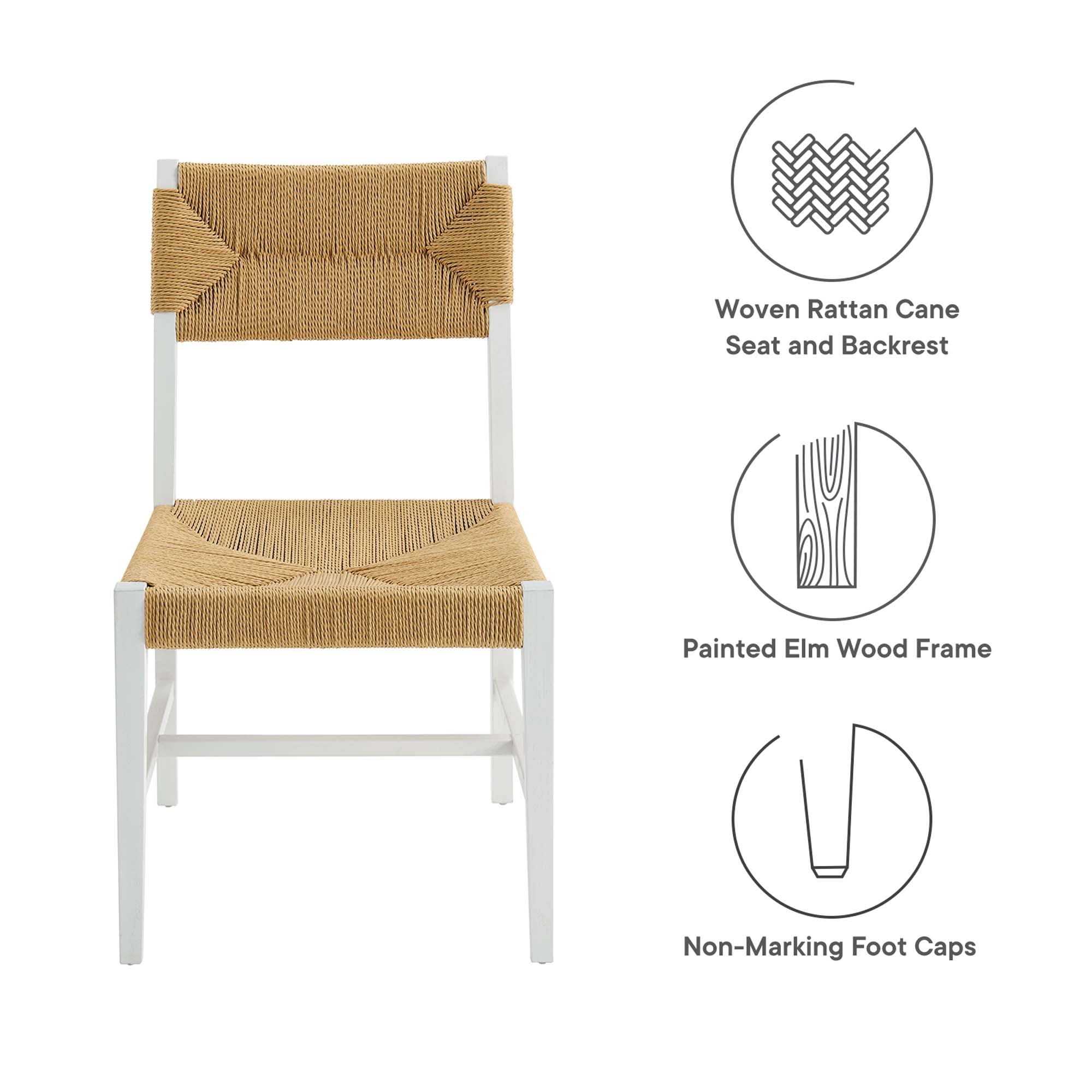 Bodie Wood Dining Chair, White Natural