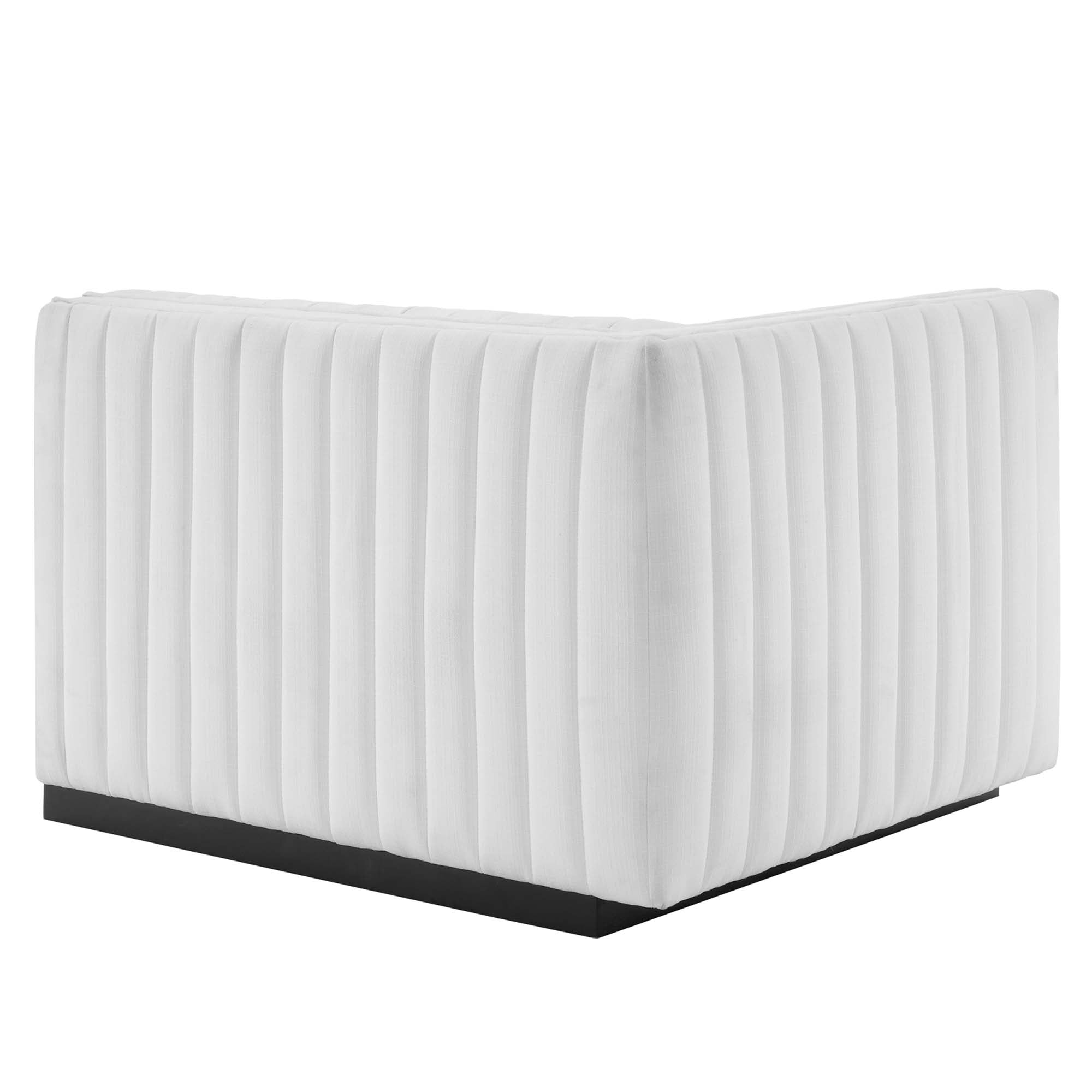 Conjure Channel Tufted Upholstered Fabric Left-Arm Chair, Black White