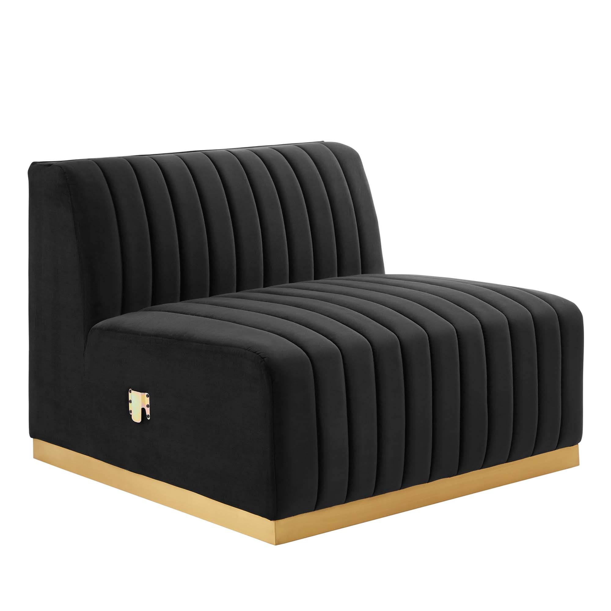 Conjure Channel Tufted Performance Velvet Armless Chair, Gold Black