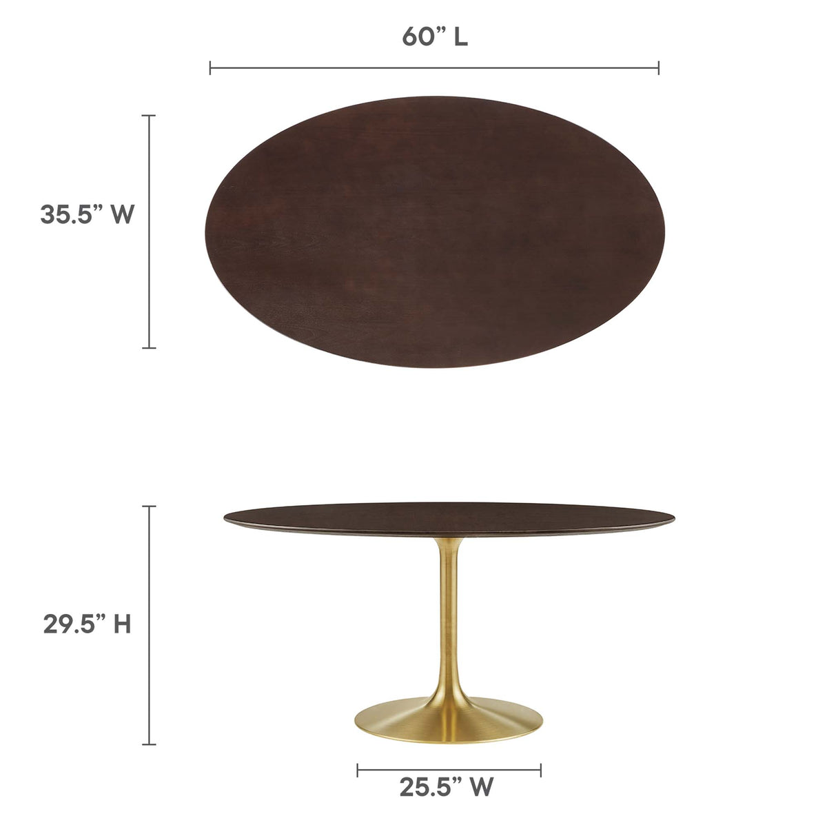Lippa 60" Oval Wood Dining Table, Gold Cherry Walnut
