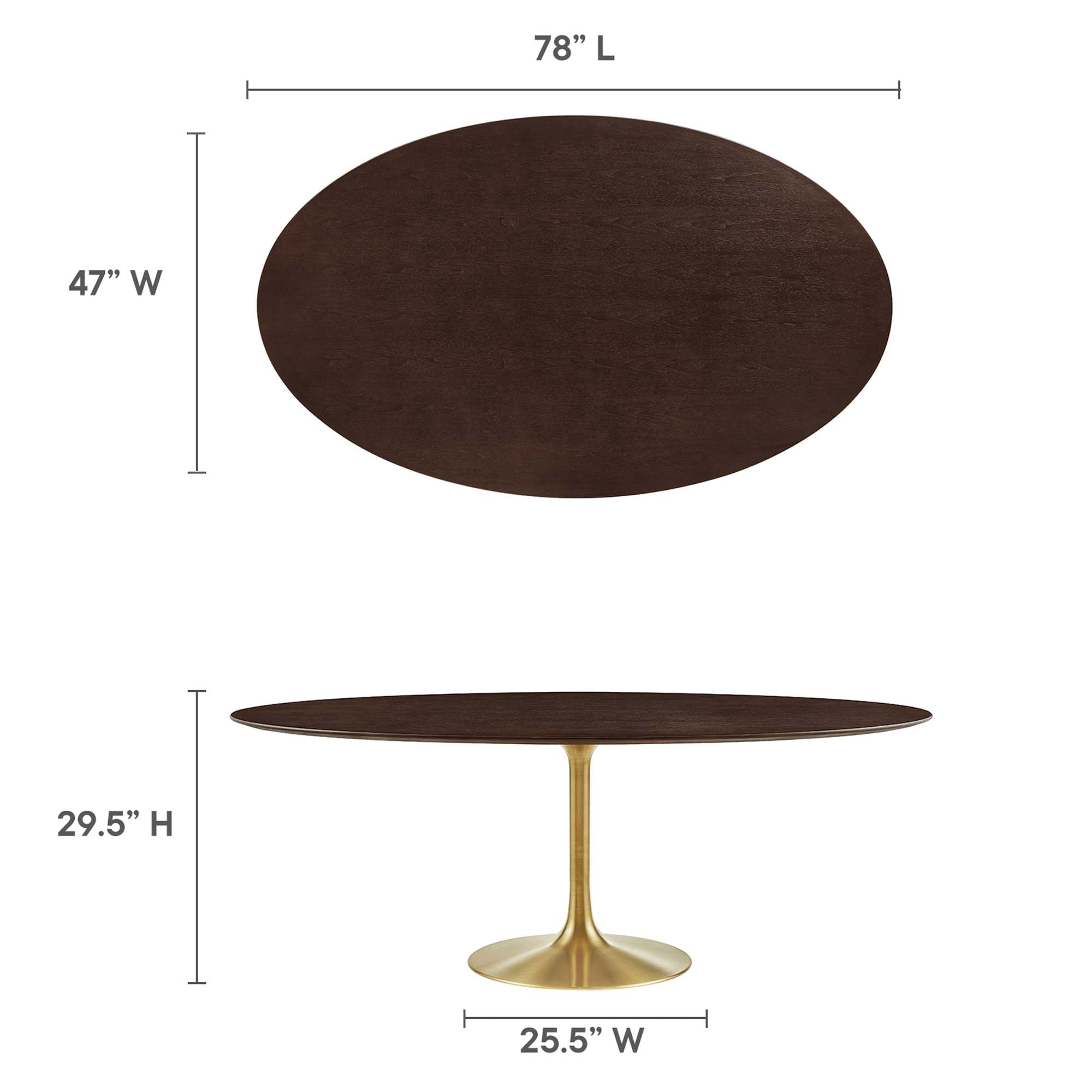 Lippa 78" Oval Wood Dining Table, Gold Cherry Walnut