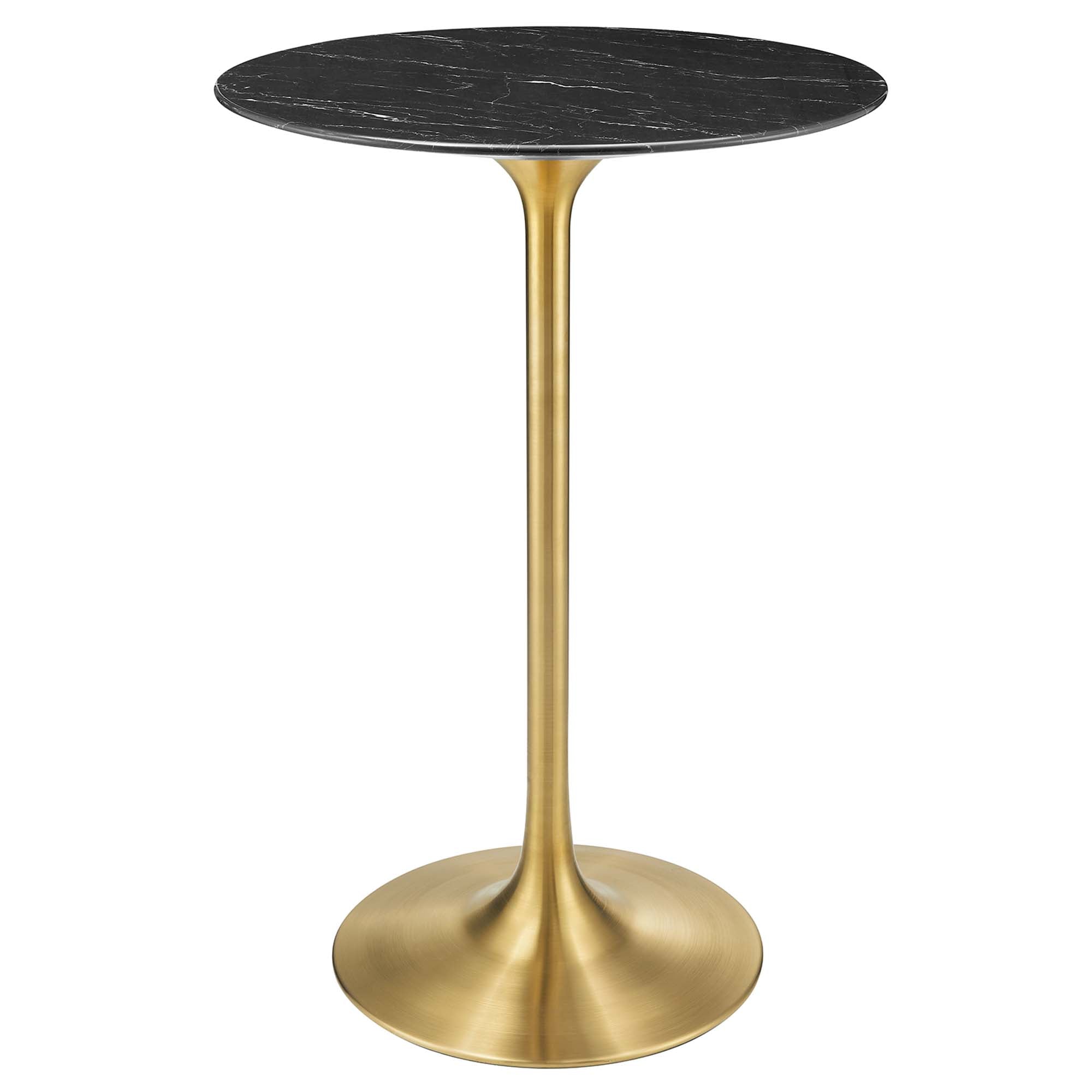 Lippa 28" Round Faux Marble Bar Table, Gold Black