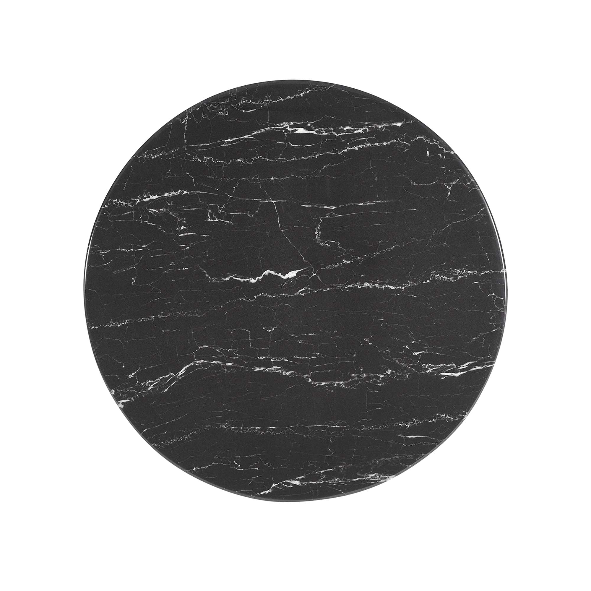 Lippa 28" Round Faux Marble Bar Table, Gold Black