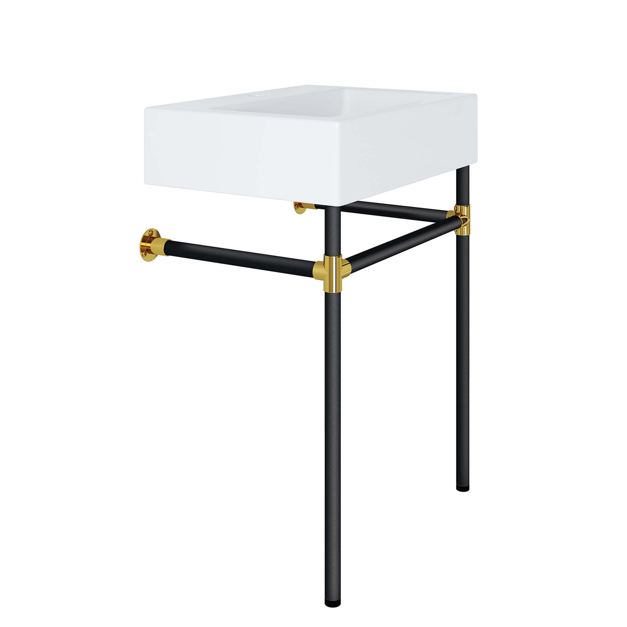Redeem 24" Wall-Mount Black Stainless Steel Bathroom Vanity, Black White