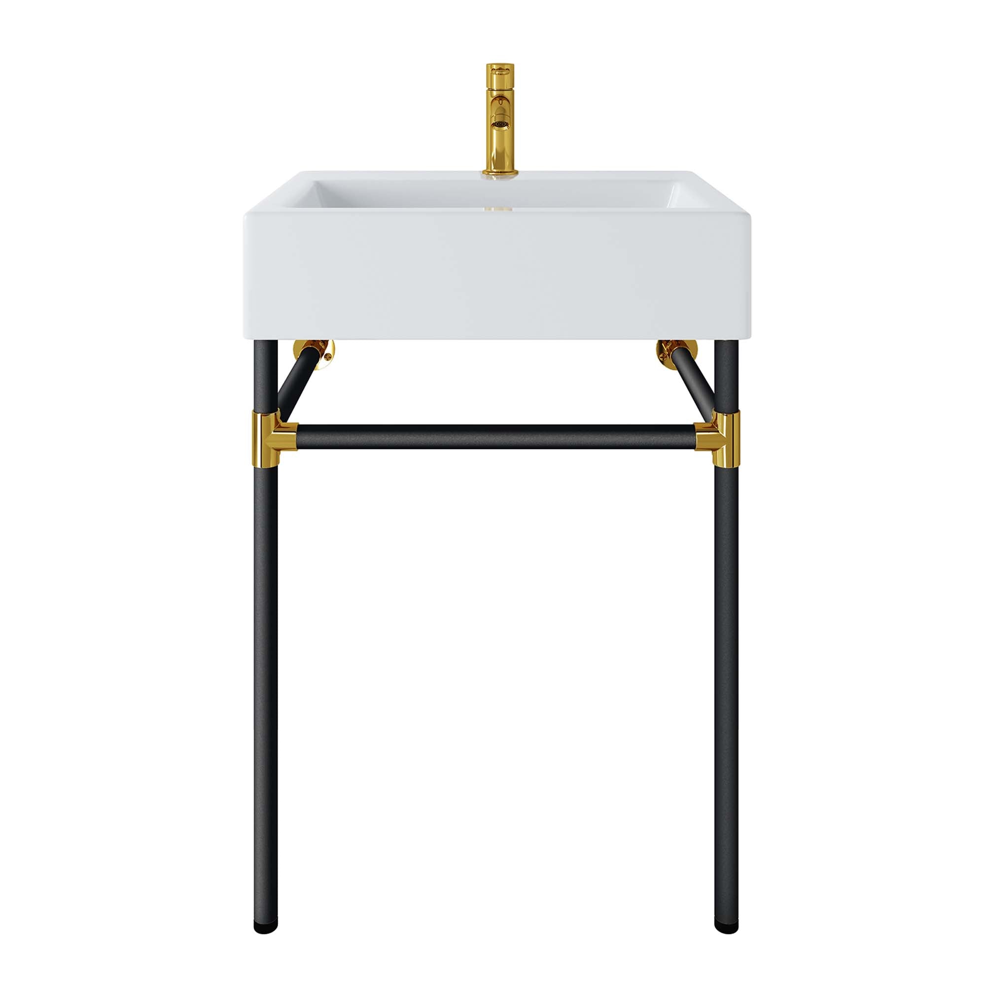 Redeem 24" Wall-Mount Black Stainless Steel Bathroom Vanity, Black White