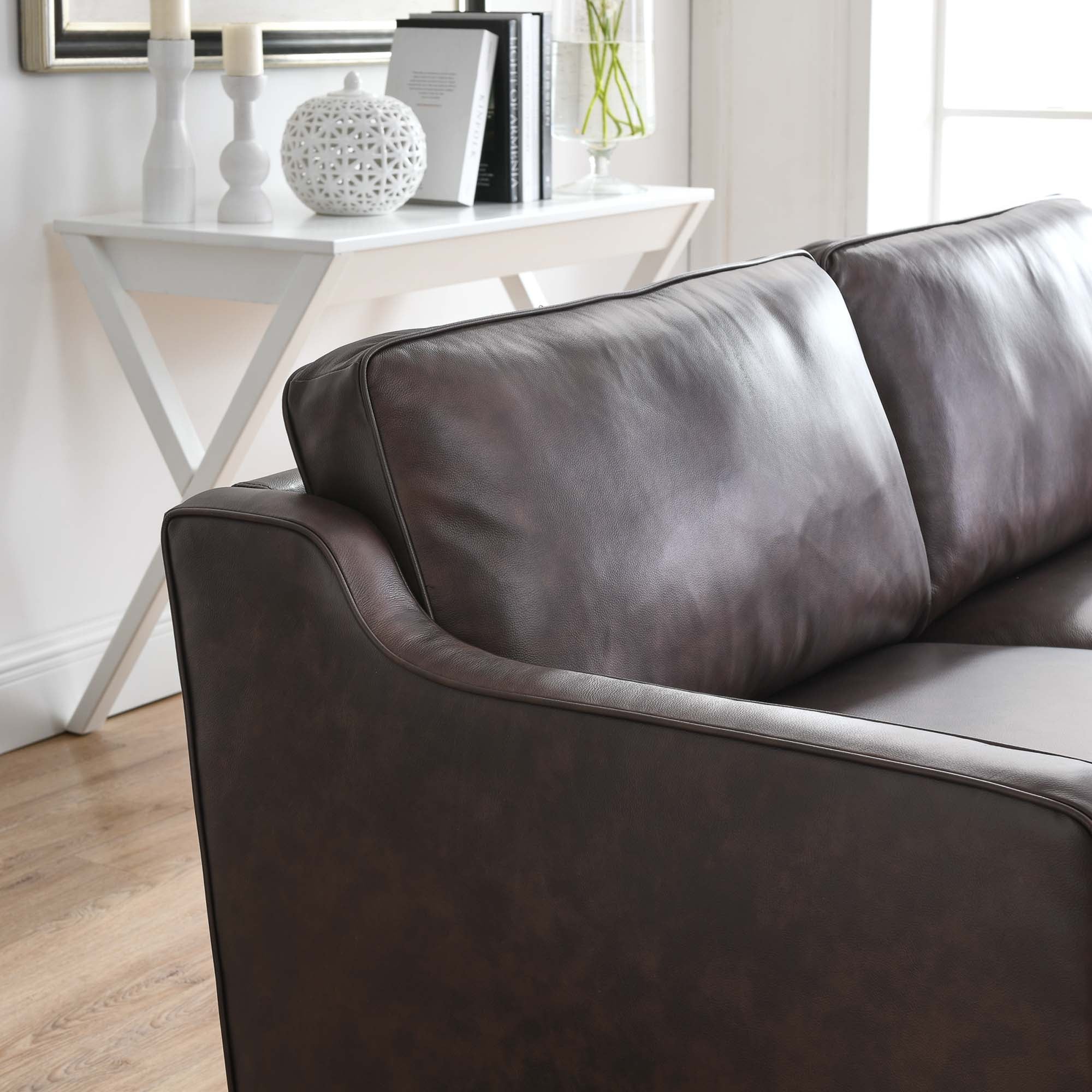Impart Genuine Leather Sofa, Brown
