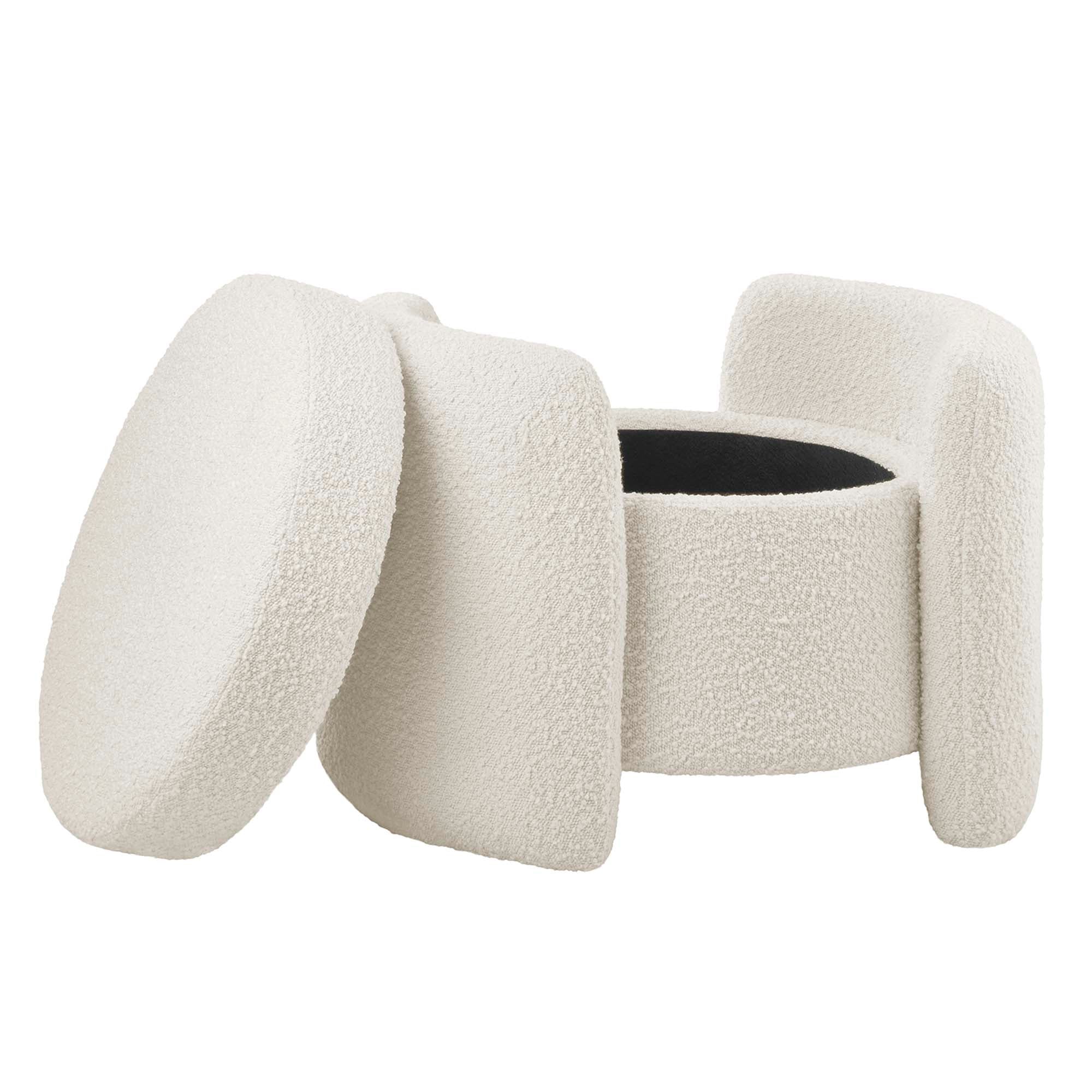 Nebula Boucle Upholstered Ottoman, Ivory