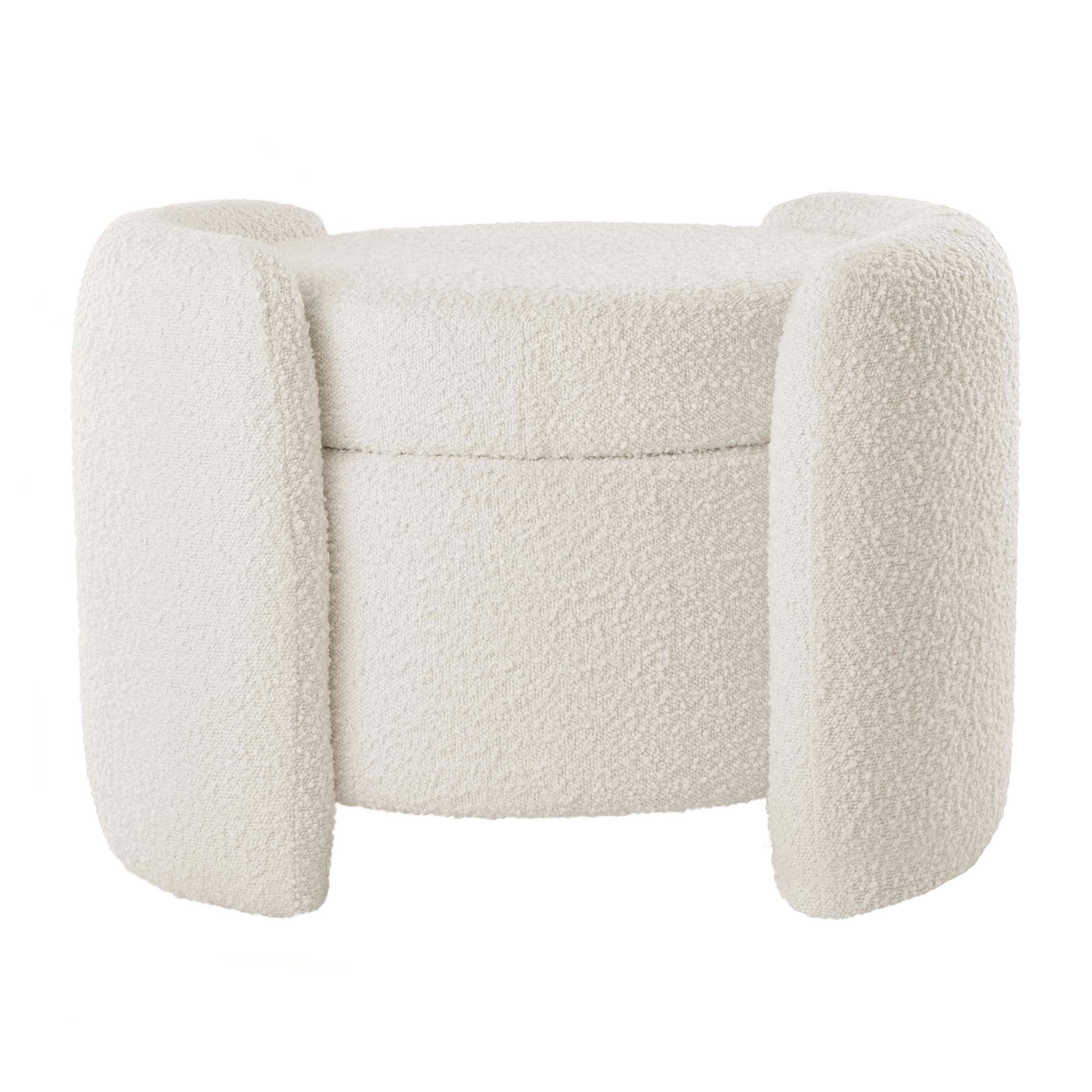 Nebula Boucle Upholstered Ottoman, Ivory