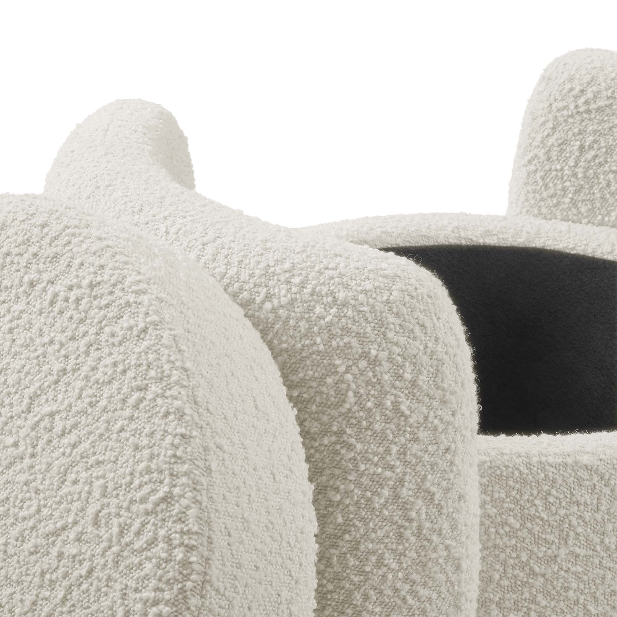 Nebula Boucle Upholstered Ottoman, Ivory
