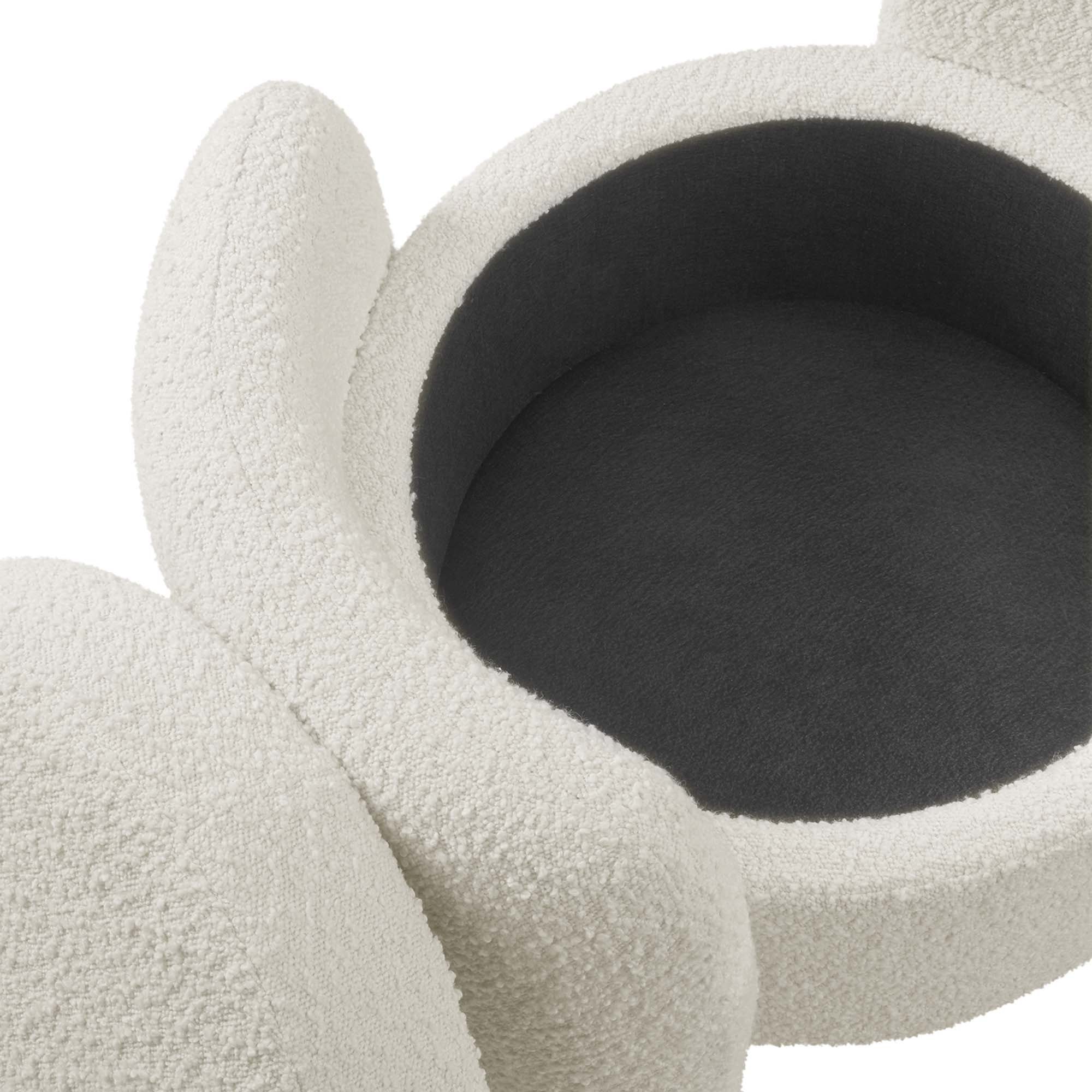 Nebula Boucle Upholstered Ottoman, Ivory