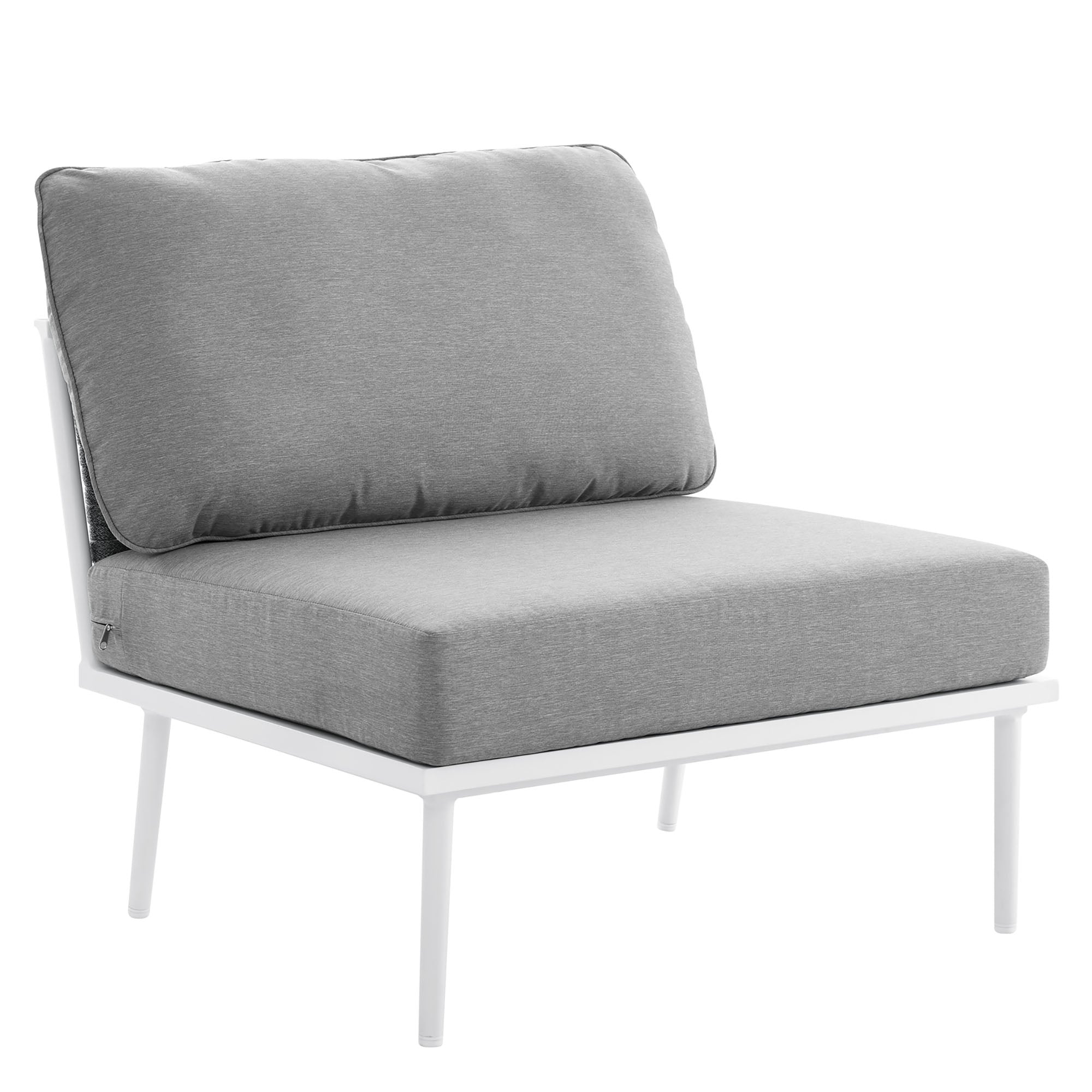 Stance Outdoor Patio Aluminum Armless Chair, White Gray