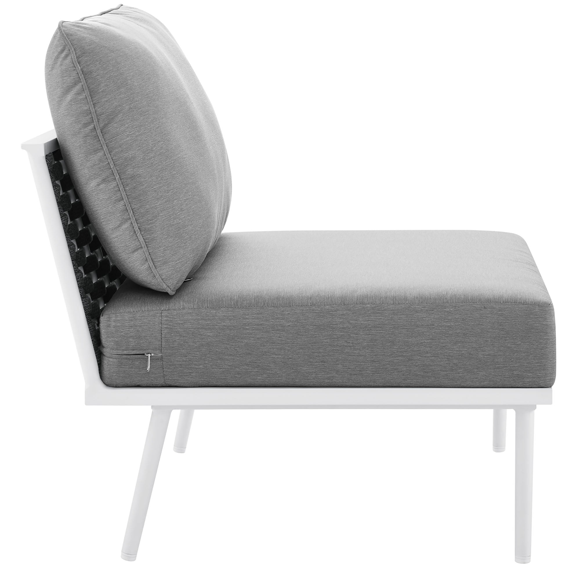 Stance Outdoor Patio Aluminum Armless Chair, White Gray