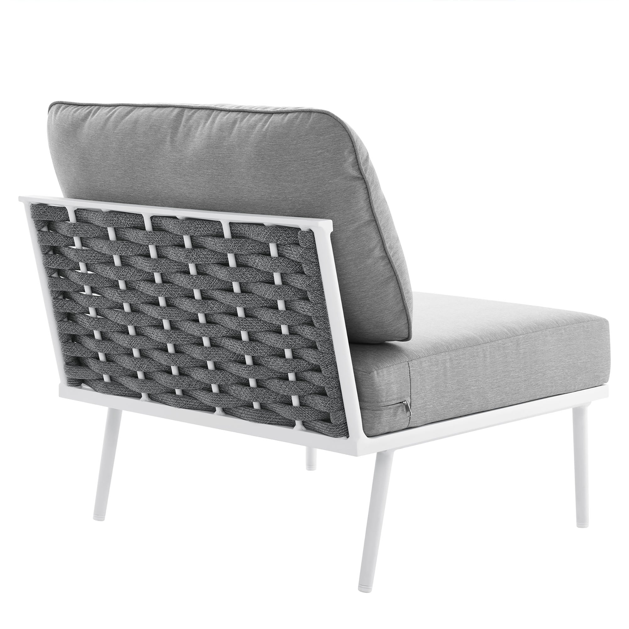 Stance Outdoor Patio Aluminum Armless Chair, White Gray