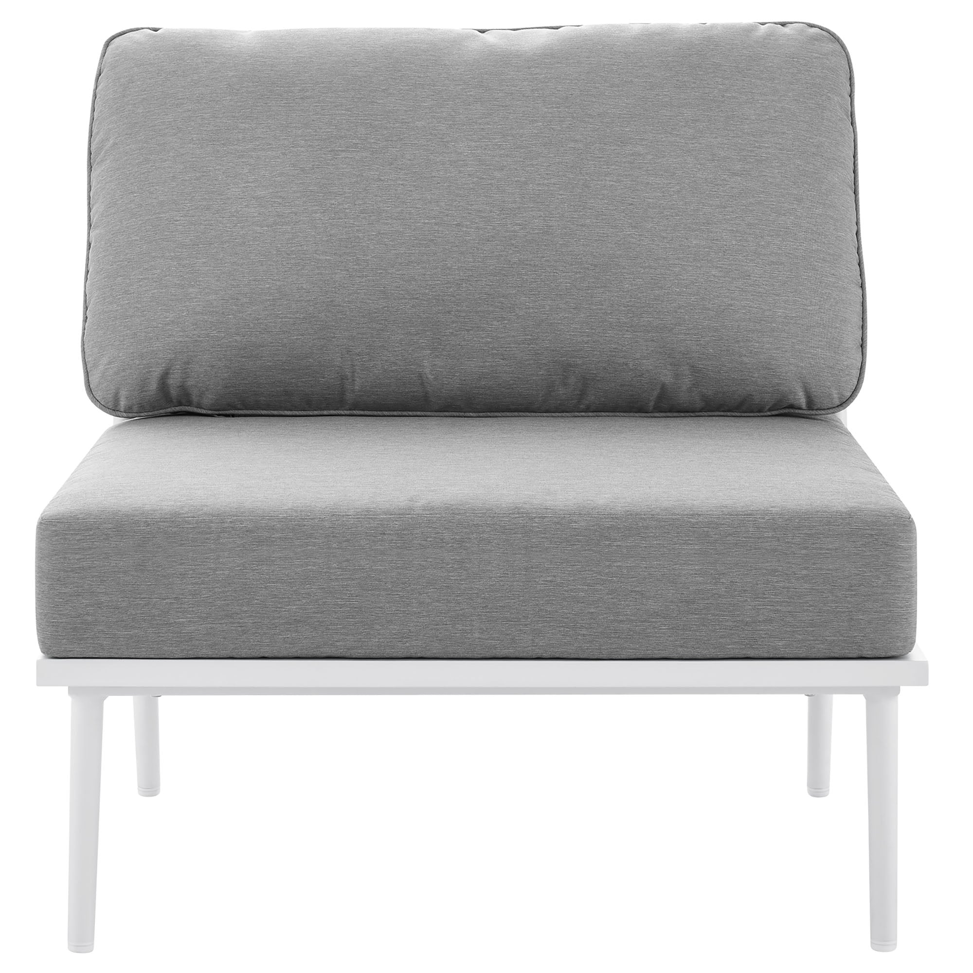 Stance Outdoor Patio Aluminum Armless Chair, White Gray
