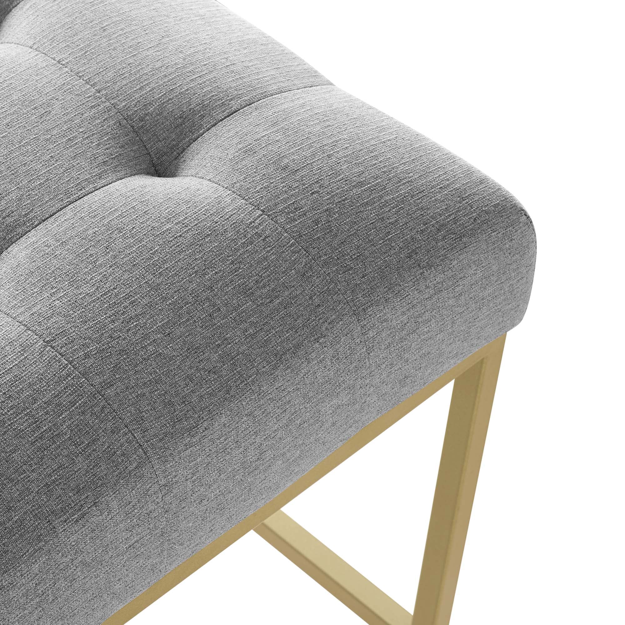 Privy Upholstered Fabric Counter Stool Set of 2, Gold Light Gray