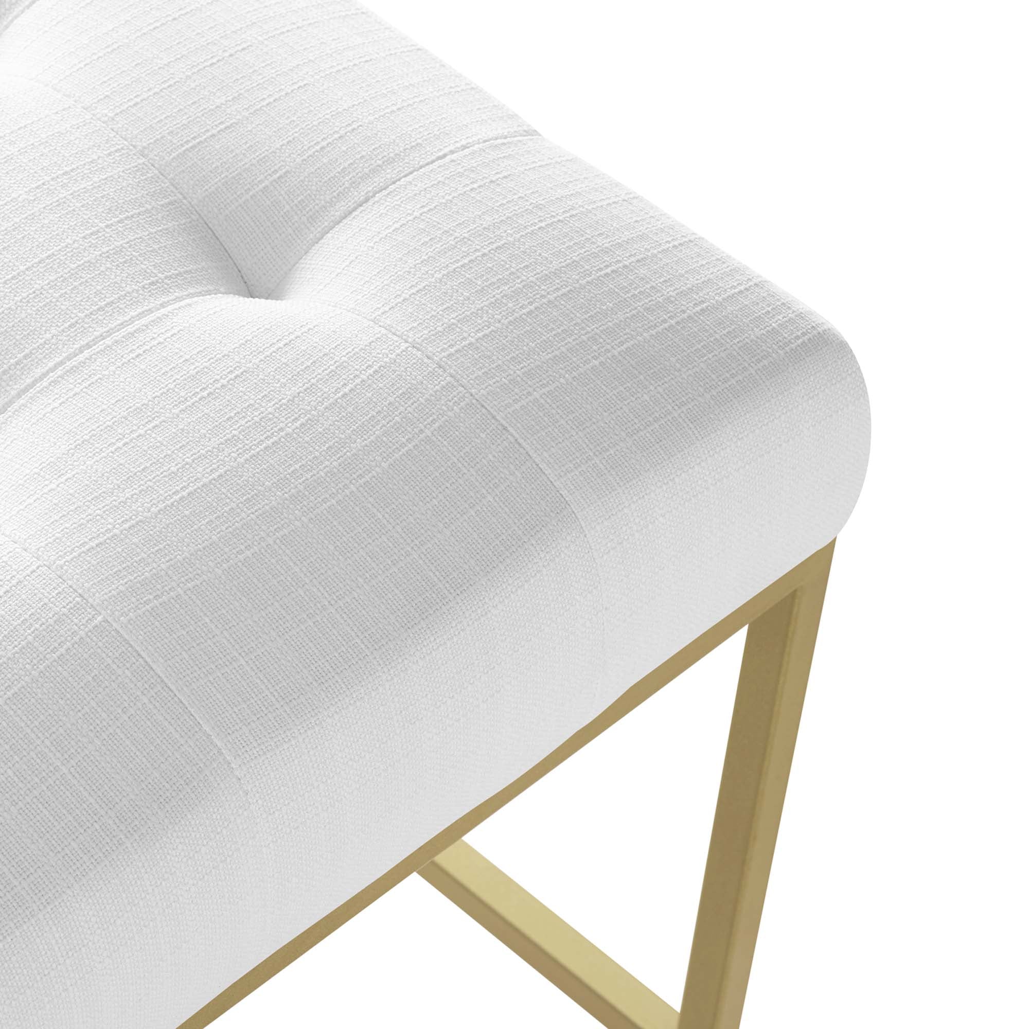 Privy Upholstered Fabric Counter Stool Set of 2, Gold White