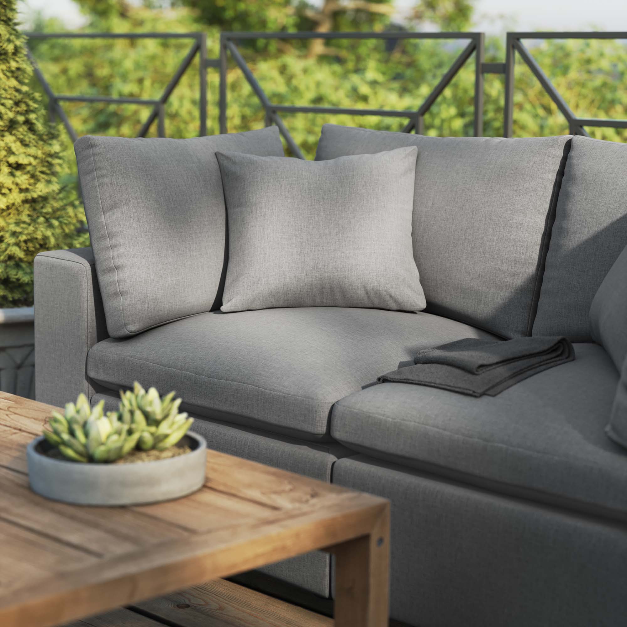 Commix Overstuffed Outdoor Patio Loveseat, Charcoal