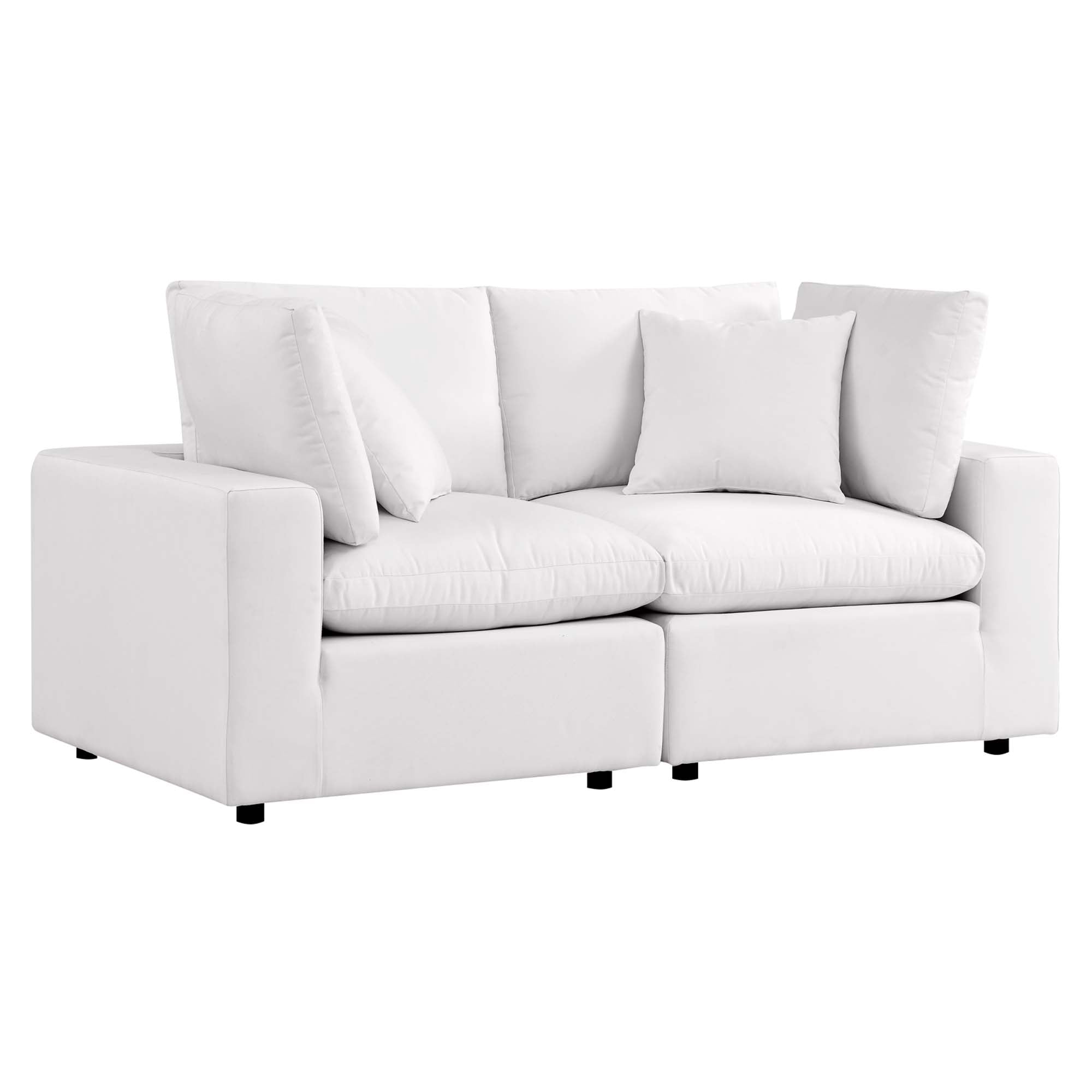 Commix Overstuffed Outdoor Patio Loveseat, White