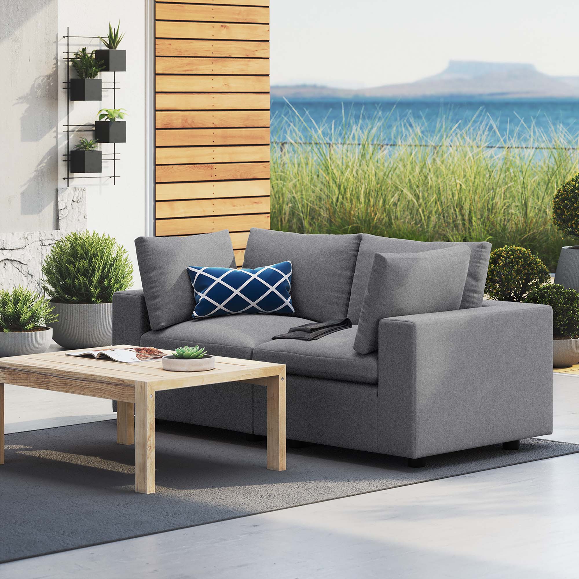 Commix Sunbrella® Outdoor Patio Loveseat, Gray