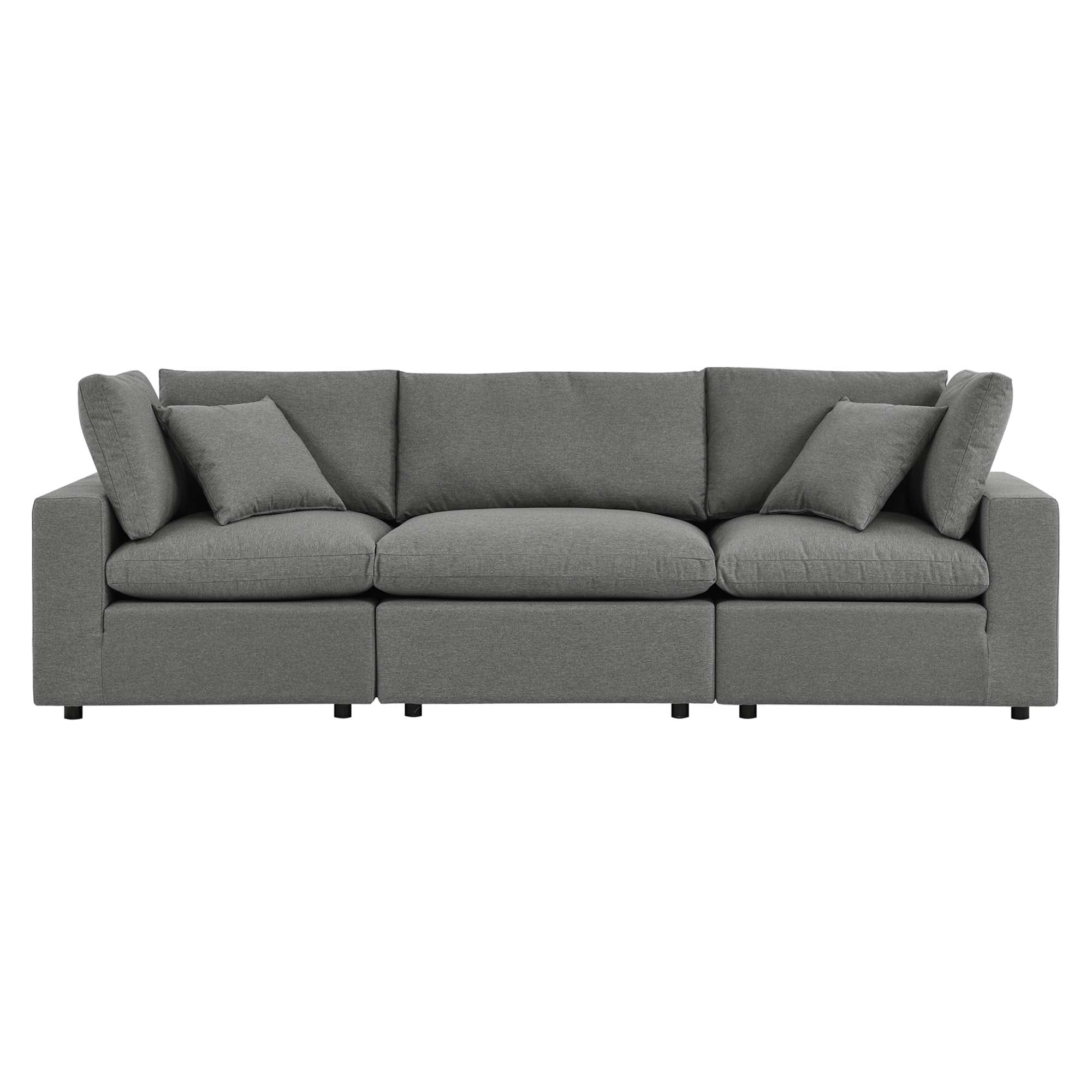 Commix Overstuffed Outdoor Patio Sofa, Charcoal