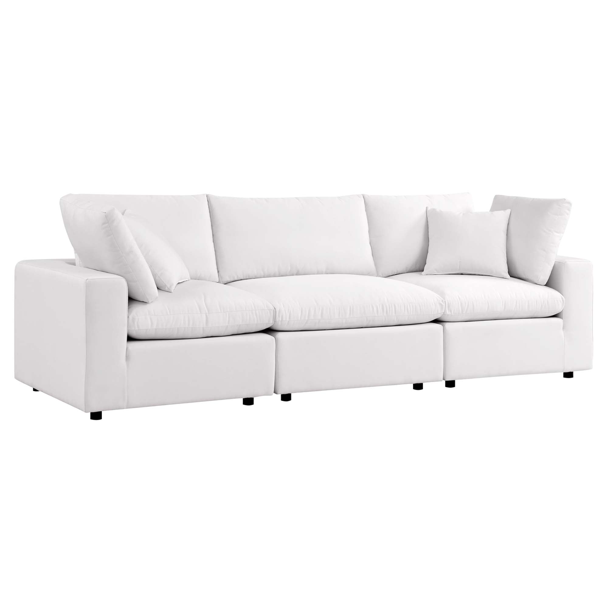 Commix Overstuffed Outdoor Patio Sofa, White