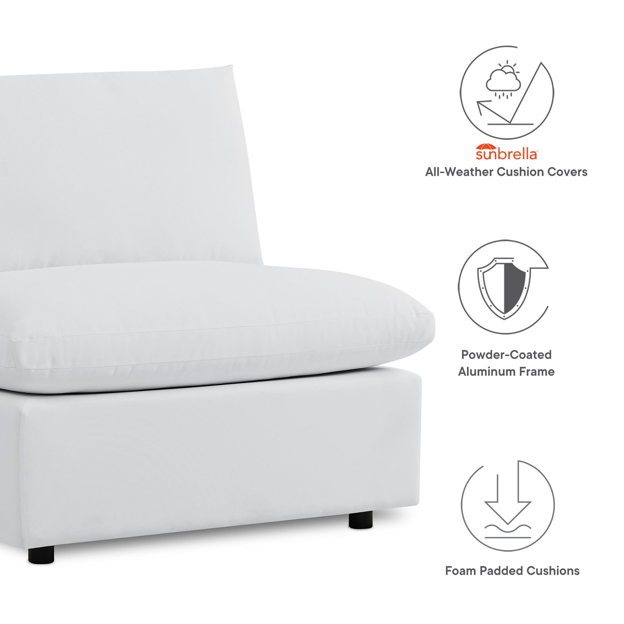 Commix 5-Piece Sunbrella® Outdoor Patio Sectional Sofa, White