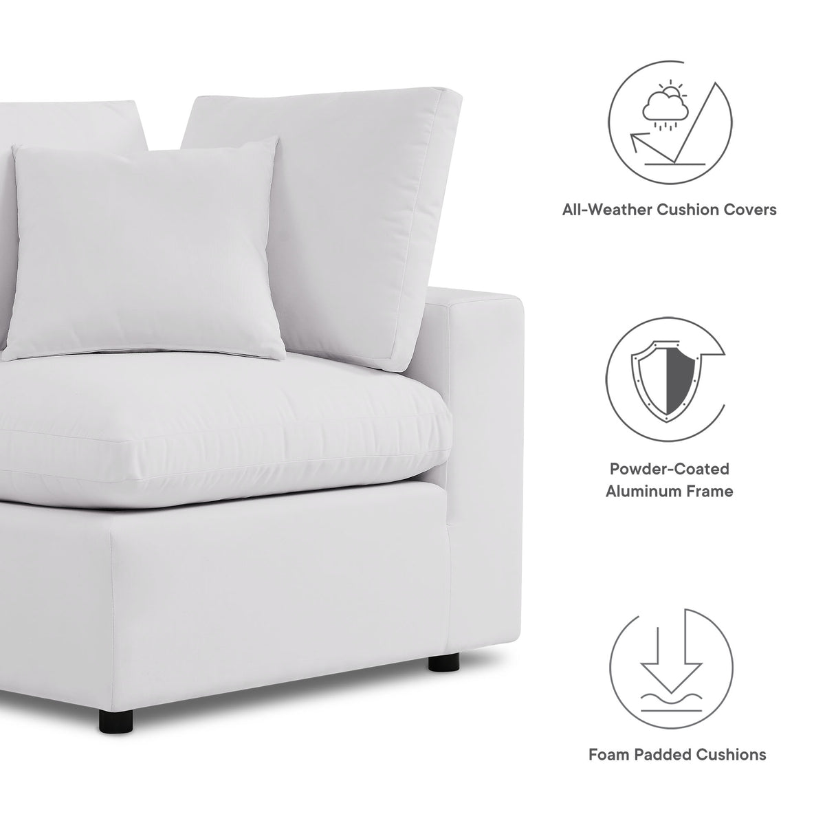 Commix 5-Piece Outdoor Patio Sectional Sofa, White