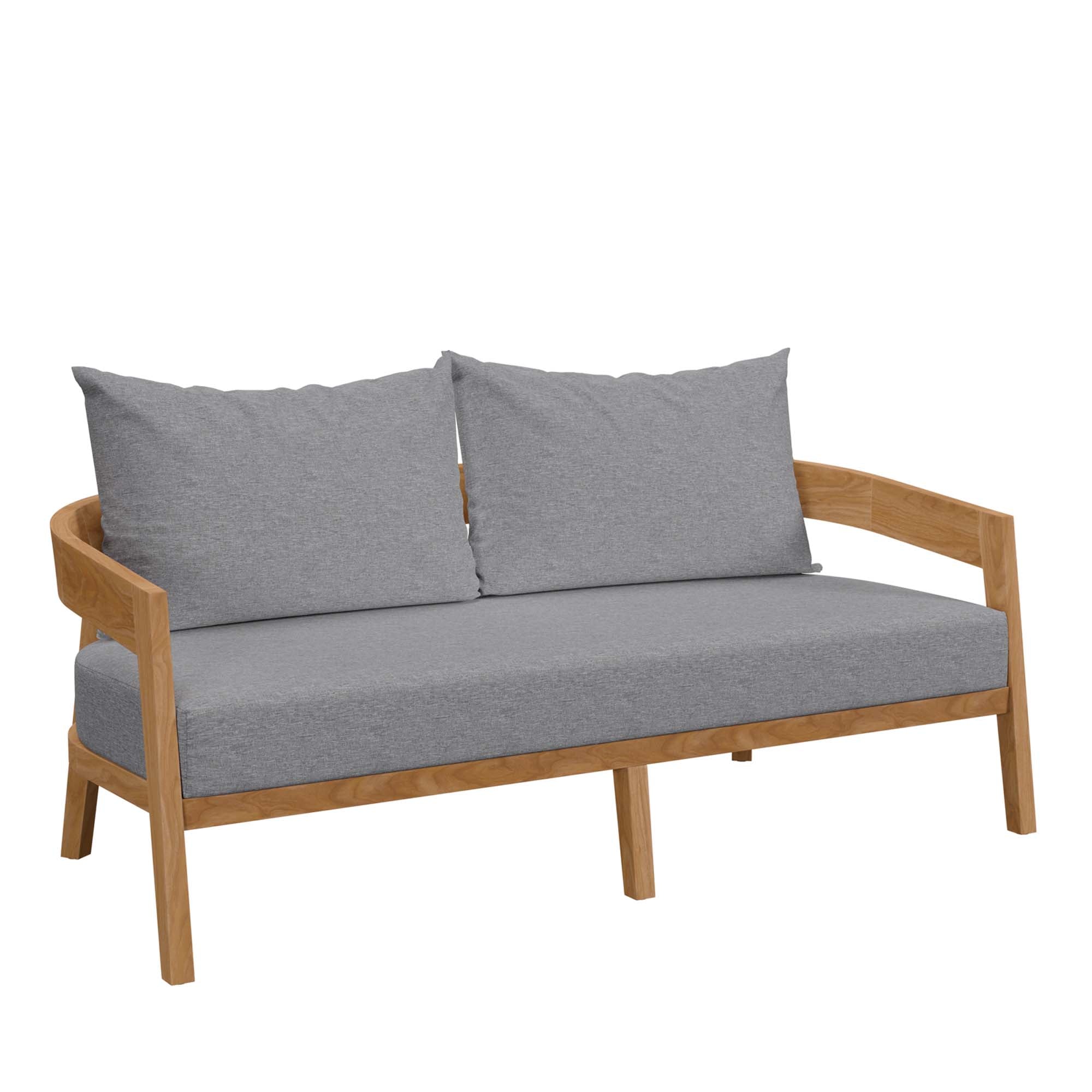 Brisbane Teak Wood Outdoor Patio Loveseat, Natural Gray