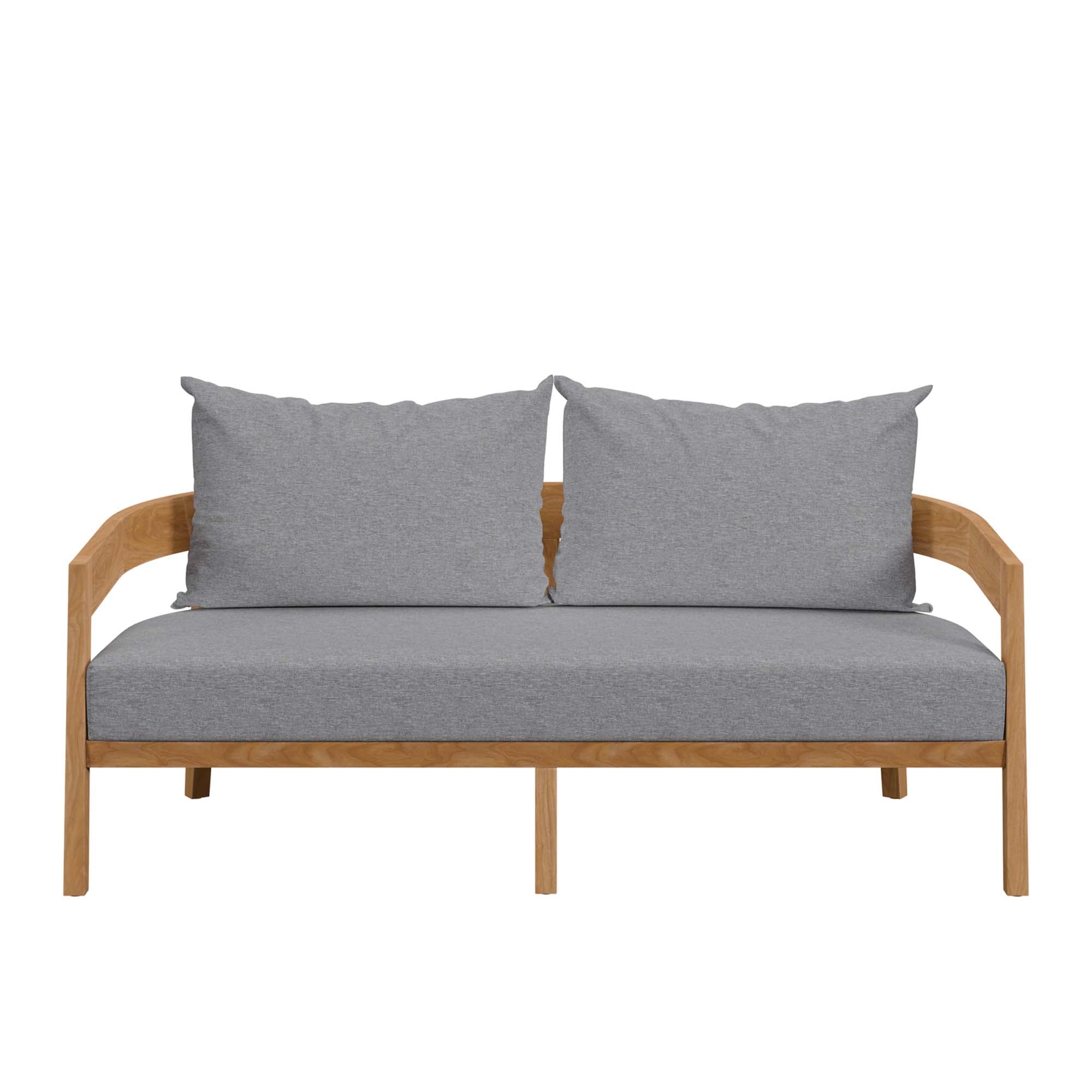 Brisbane Teak Wood Outdoor Patio Loveseat, Natural Gray