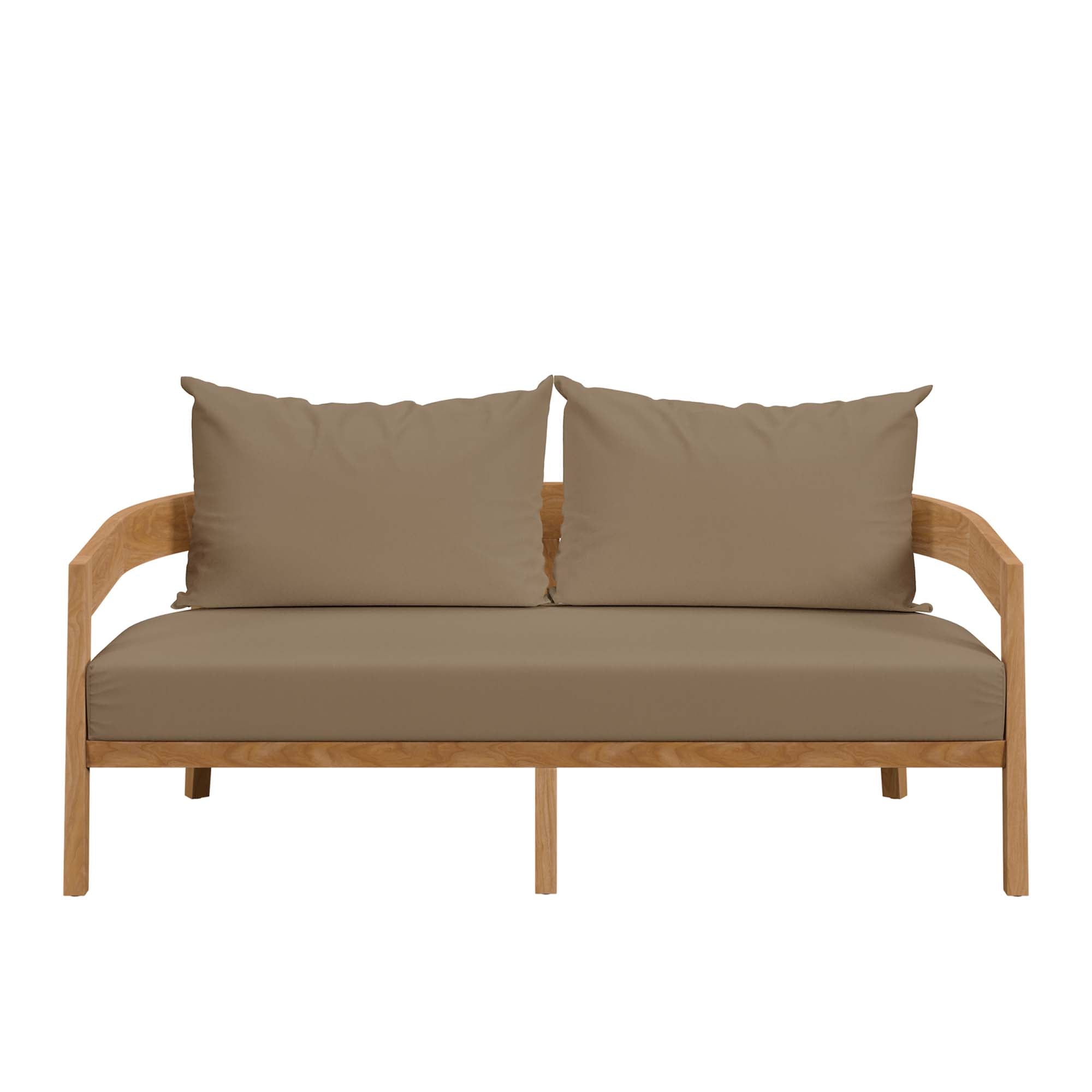 Brisbane Teak Wood Outdoor Patio Loveseat, Natural Light Brown