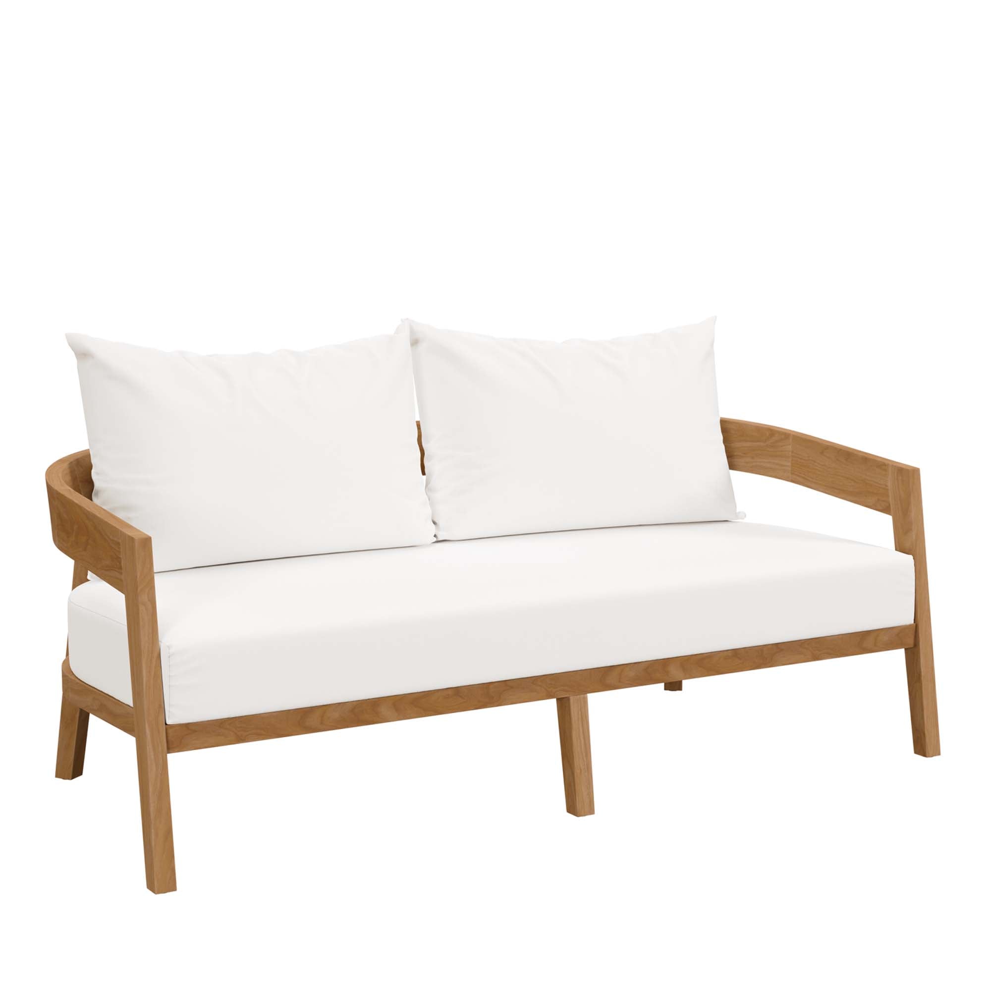 Brisbane Teak Wood Outdoor Patio Loveseat, Natural White